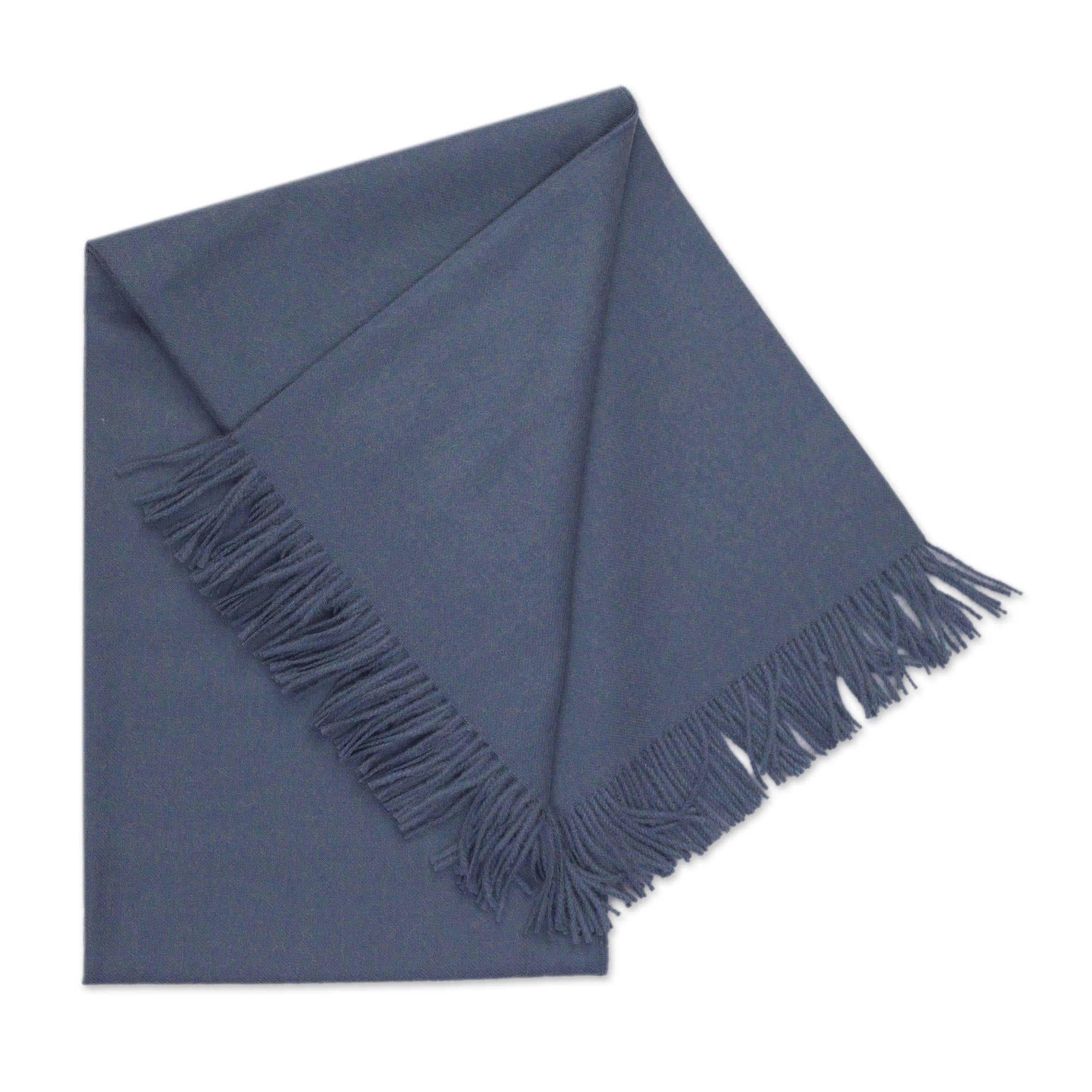Premium Steel Blue Baby Alpaca Throw Blanket - Ultimate Comfort from Peru