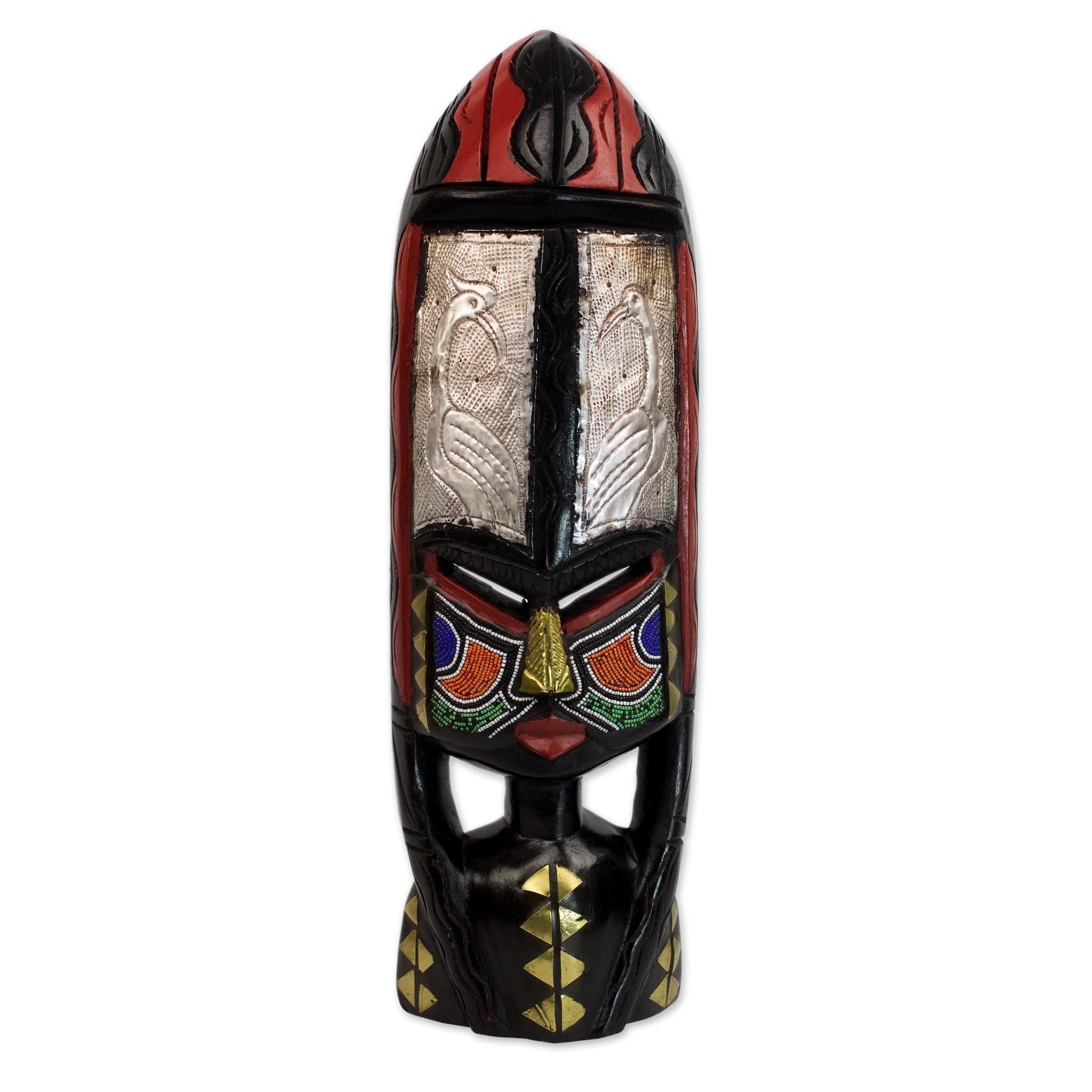 Premium Shower of Blessings African Wood Mask - Handcrafted Ghanaian Art