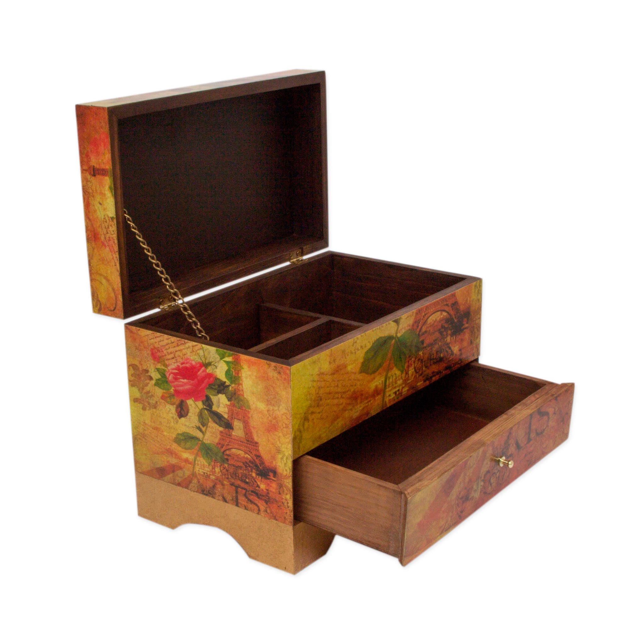 Premium Parisian Elegance Handcrafted Jewelry Box with Drawer