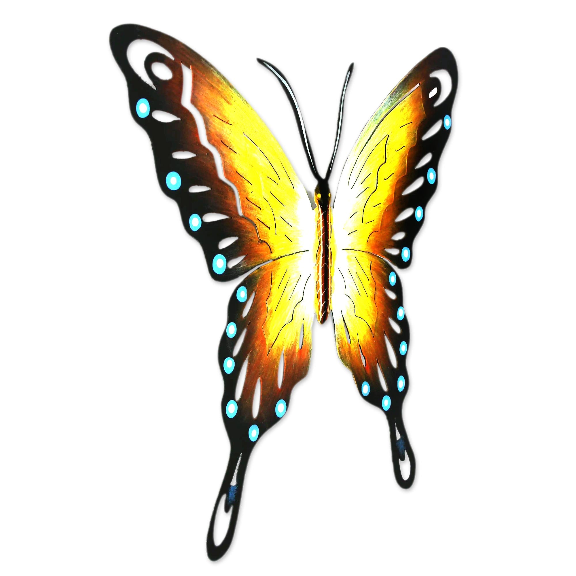 Premium Handcrafted Orange Butterfly Steel Wall Sculpture - Soul of Happiness