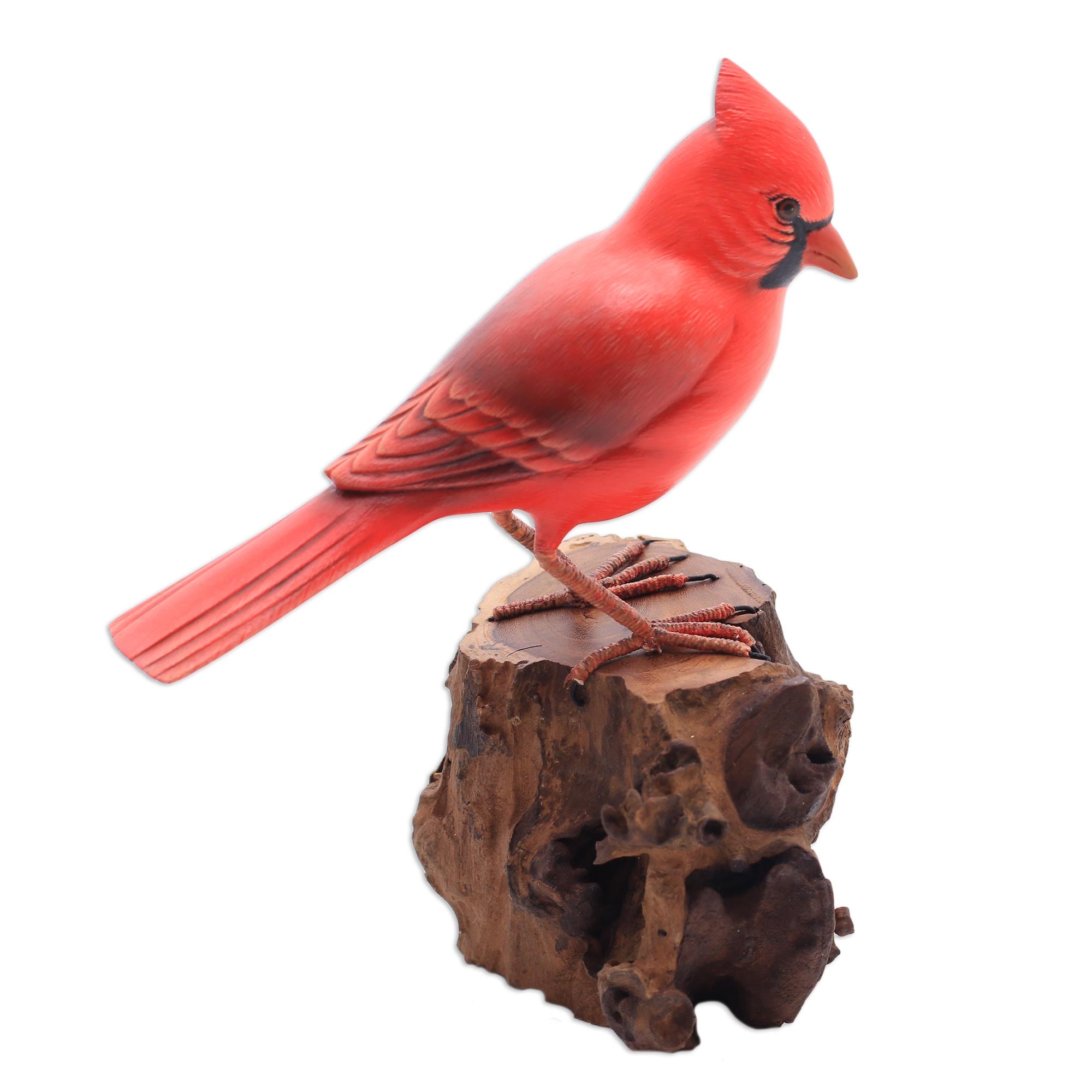 Premium Hand-Painted Virginia Cardinal Wood Sculpture – Authentic Bali Art