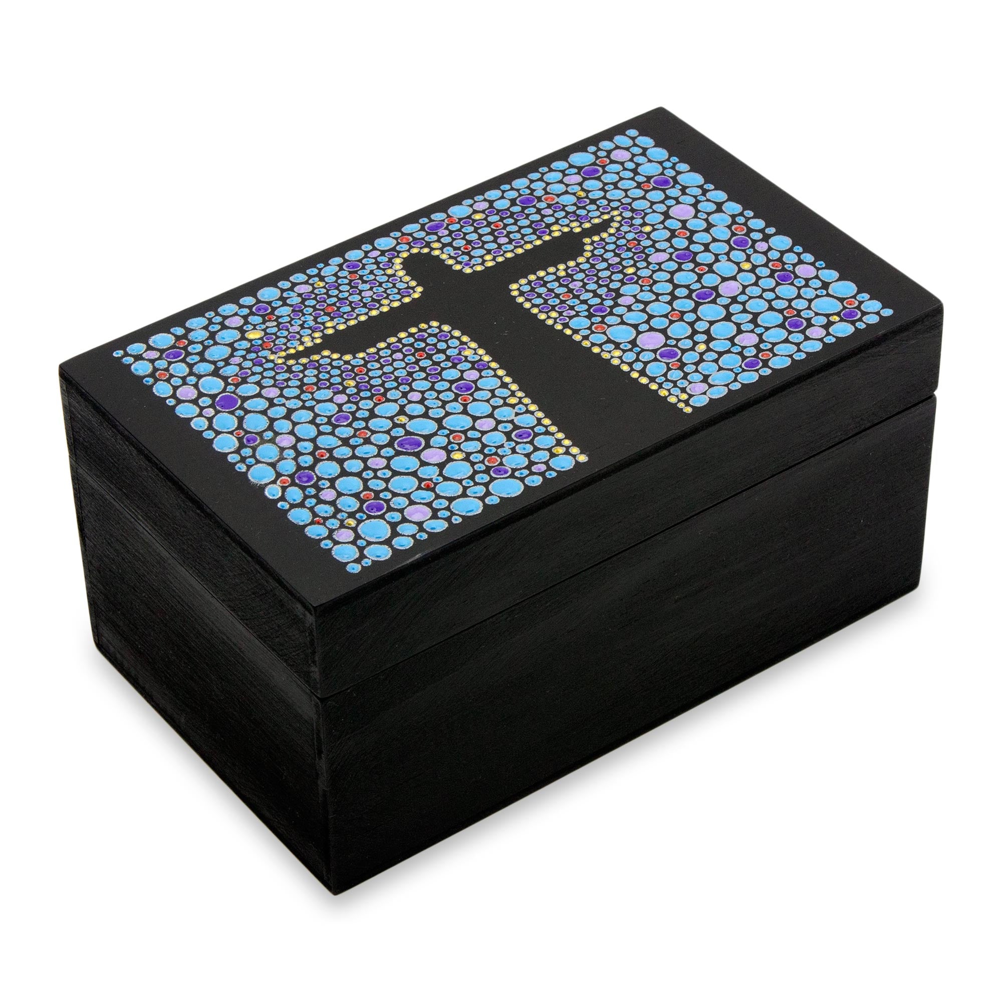 Premium Hand-Painted Christ the Redeemer Wood Tea Box - Two Compartment