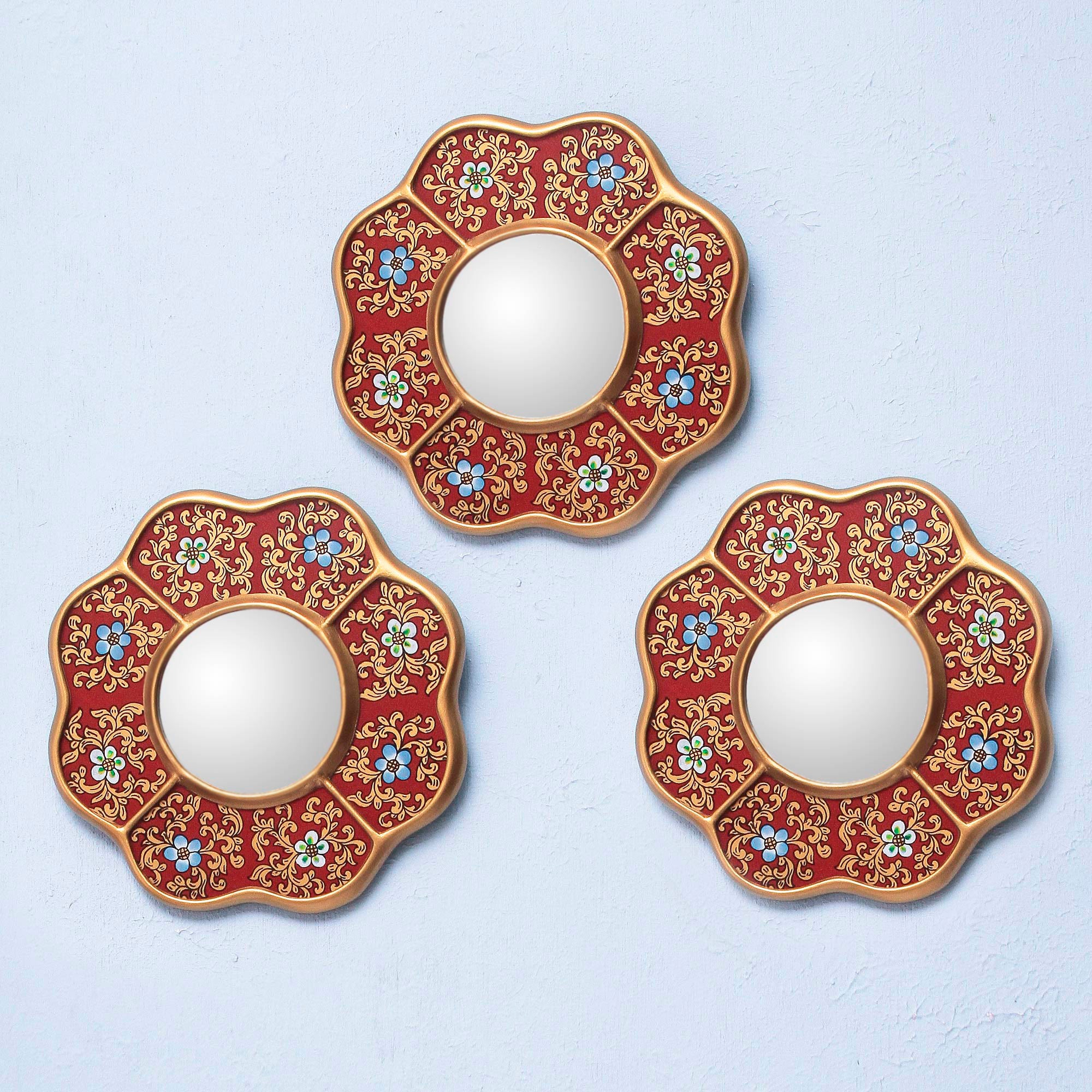 Premium Spring Petite Collectible Mirrors - Hand-Painted Floral Design