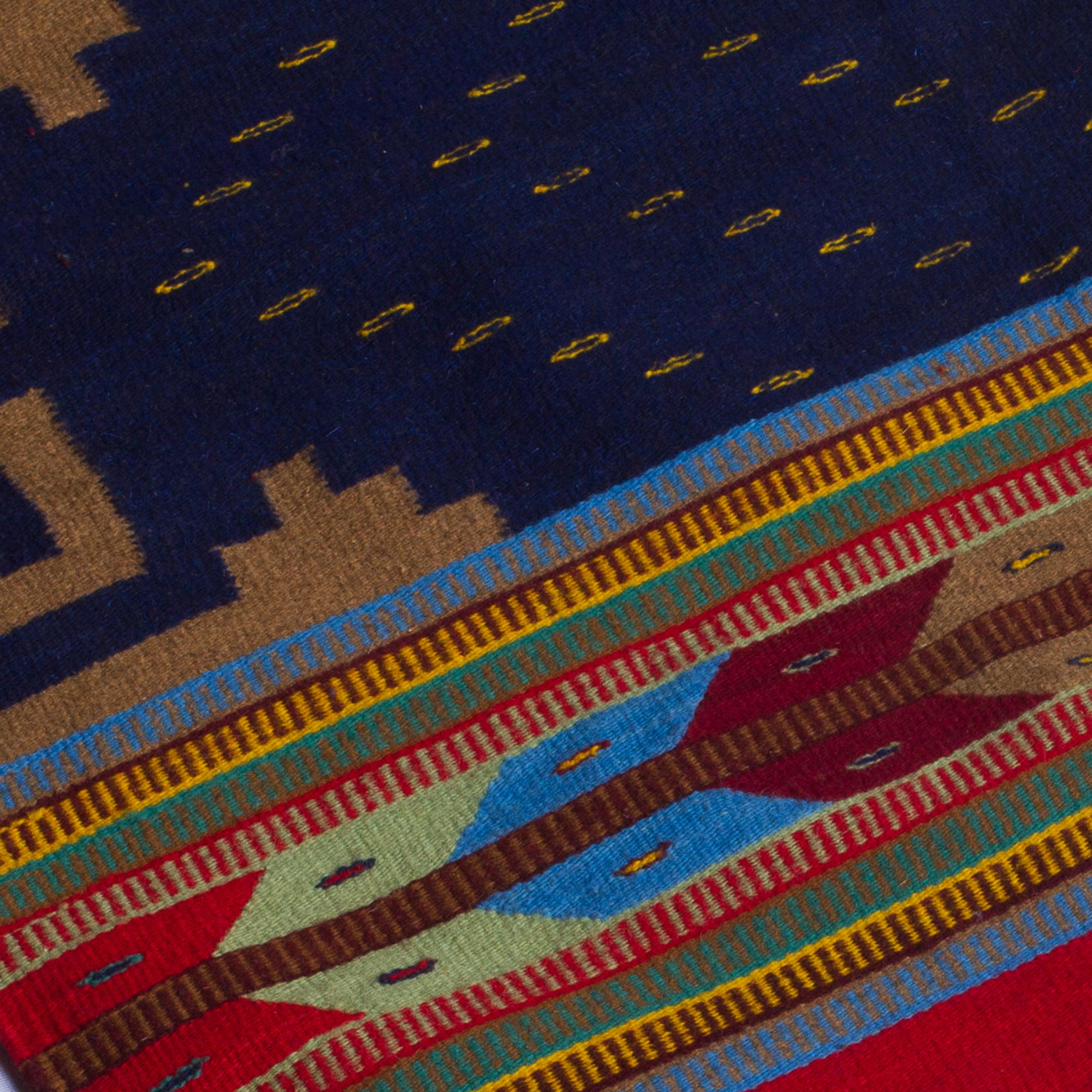 Premium Oaxacan Heritage Wool Rug: Multicolored Geometric Design