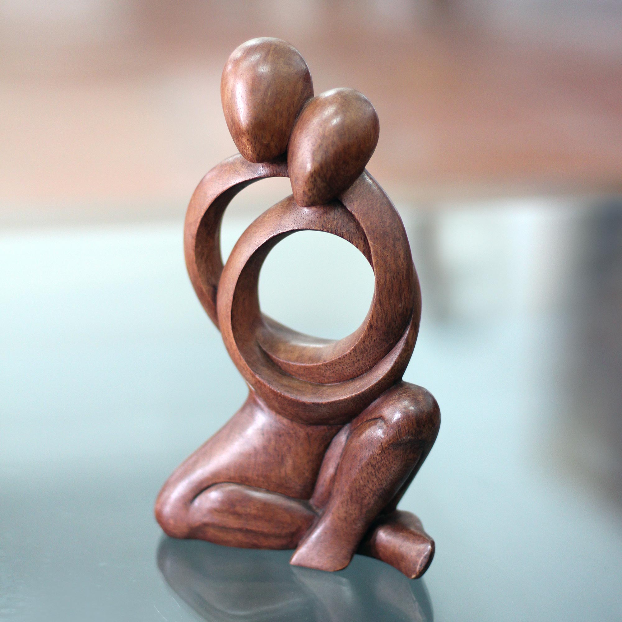 Premium Forever Together Suar Wood Sculpture