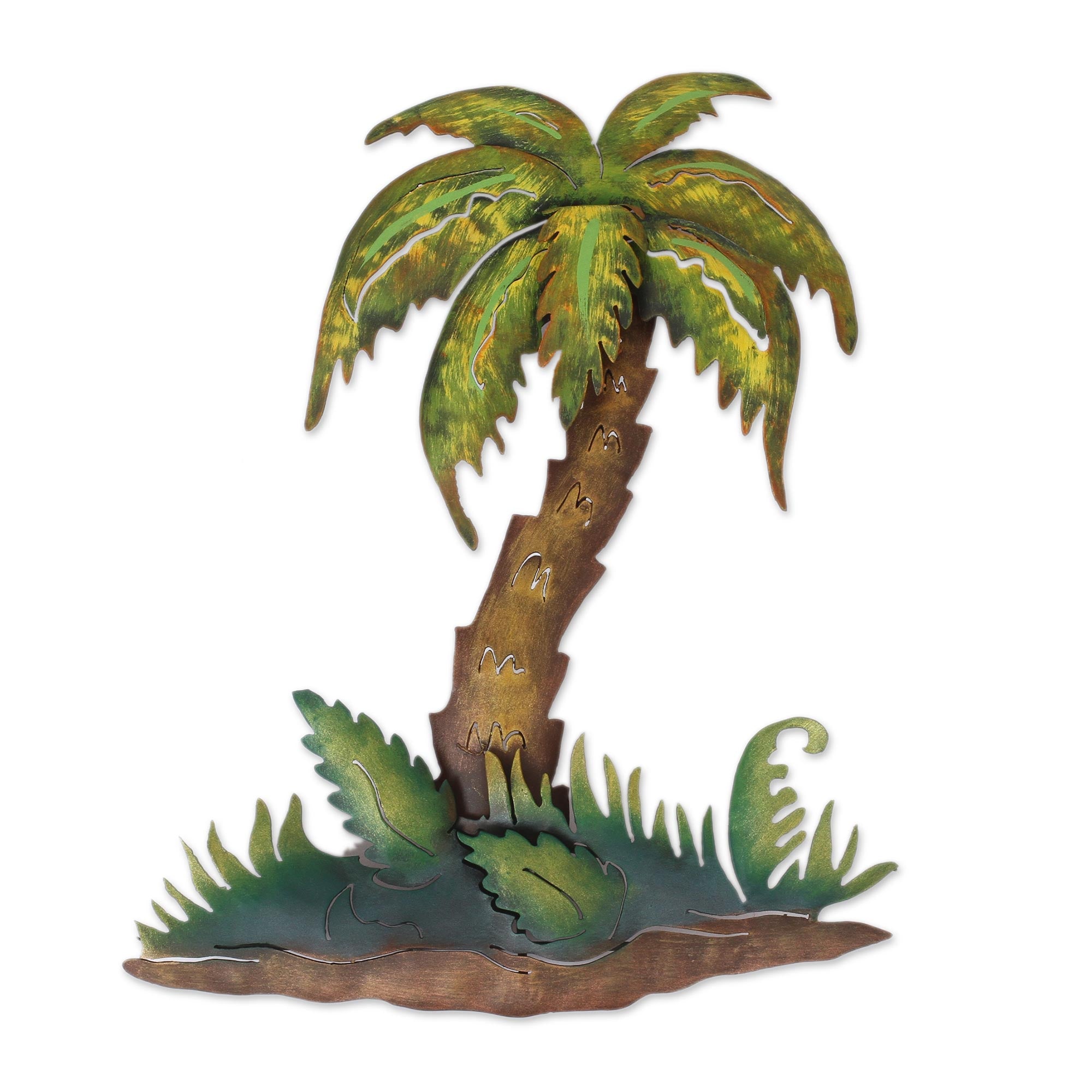 Premium Tropic Sunset Steel Wall Art - Handcrafted Tropical Scene from Mexico