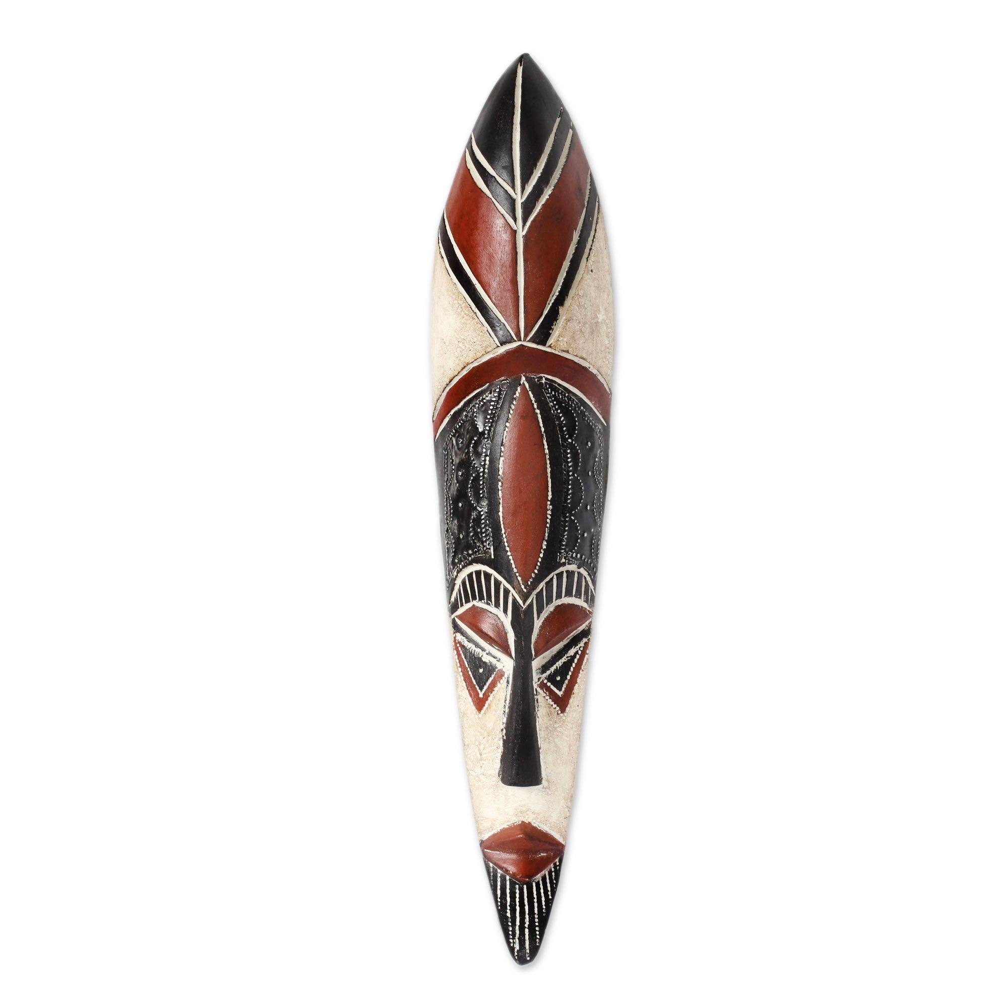 Premium Raboo African Wood Mask - Handcrafted Yoruba Art