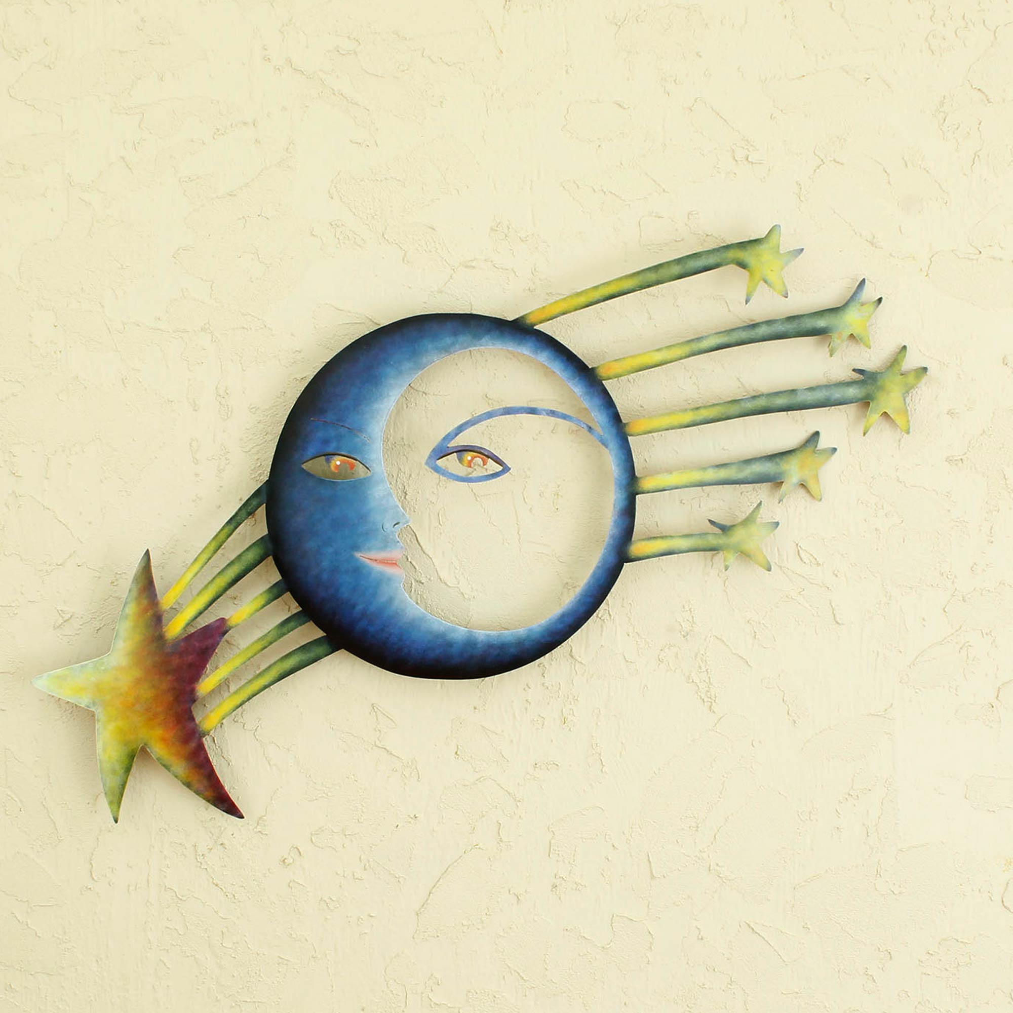 Premium Cosmic Consciousness Handcrafted Steel Wall Art – Sun & Moon Design