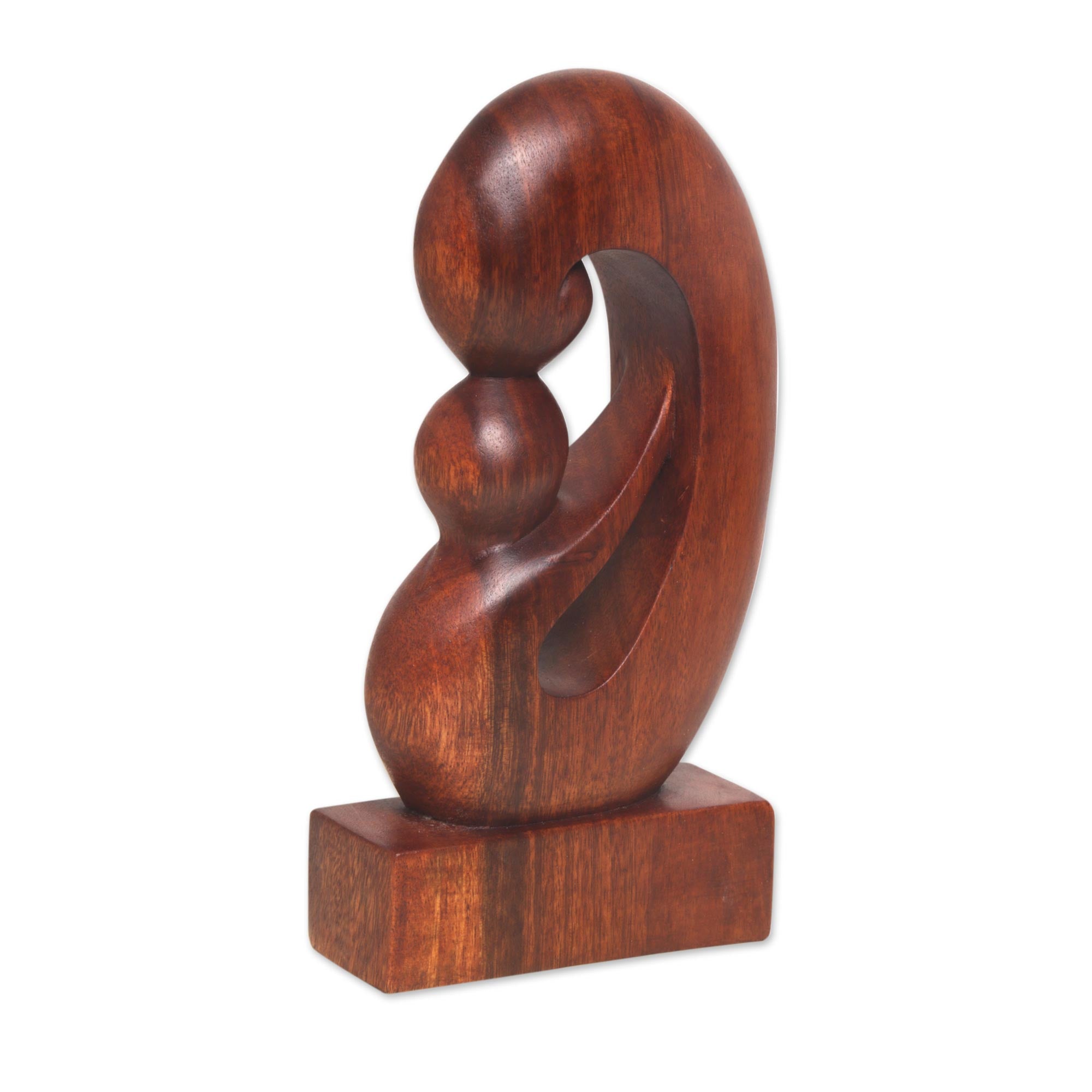 Premium Maternal Embrace Curved Wood Sculpture – Handcrafted Artistry