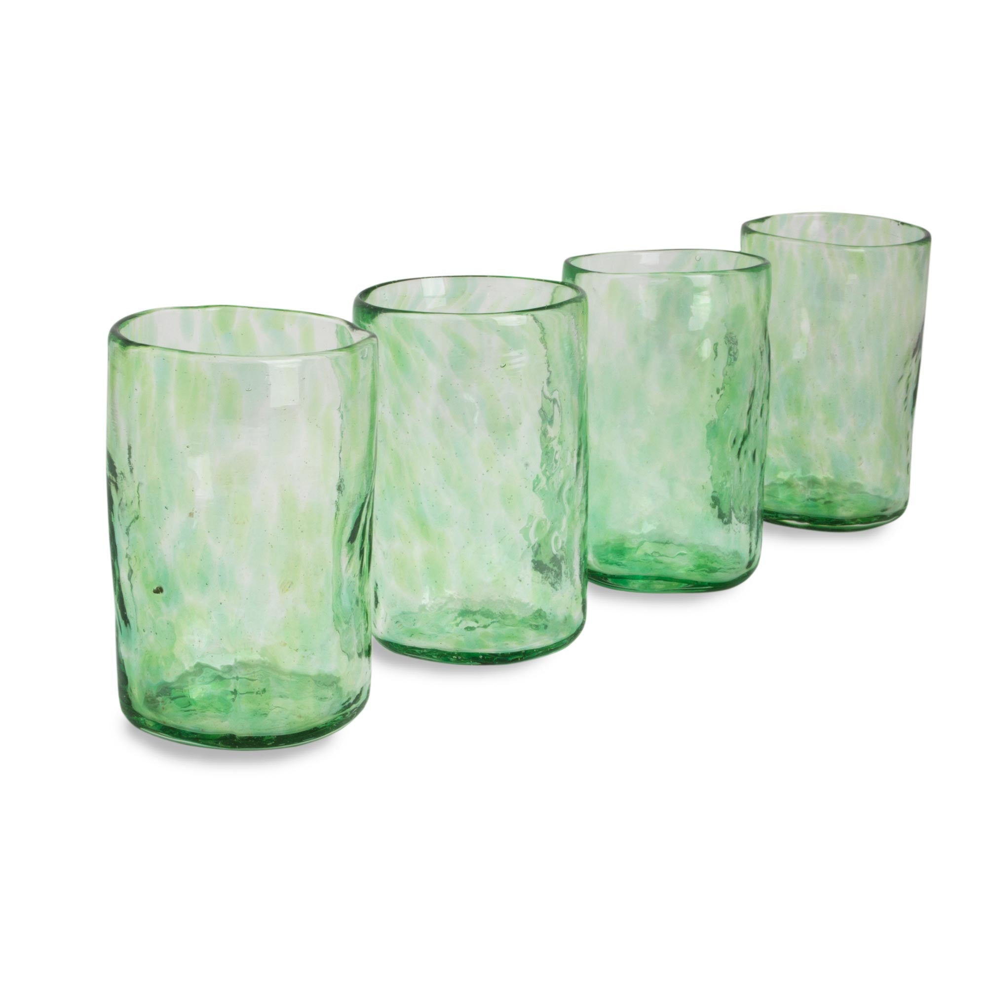 Premium Green Mist Set of 4 Handcrafted Artisan Glass Tumblers - Upgrade Your Drinkware