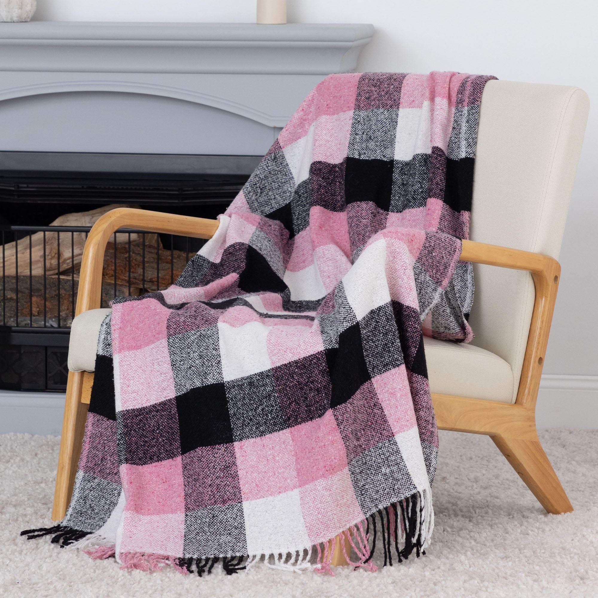 Premium Ukrainian Wool-Blend Fringed Throw Blanket - Ultimate Comfort & Warmth