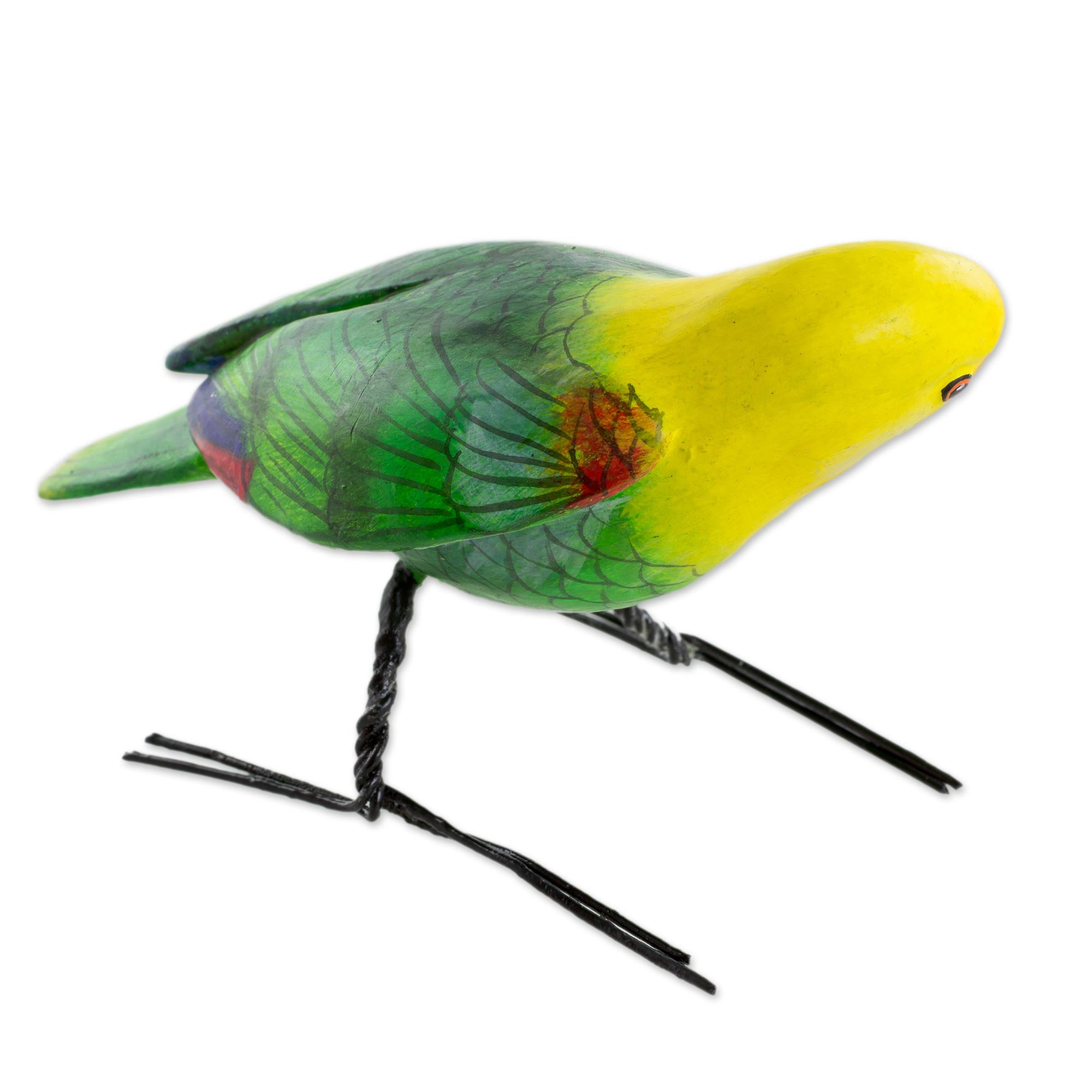 Premium Handcrafted Yellow-Headed Parrot Ceramic Figurine by Artisan Mauricio Morales