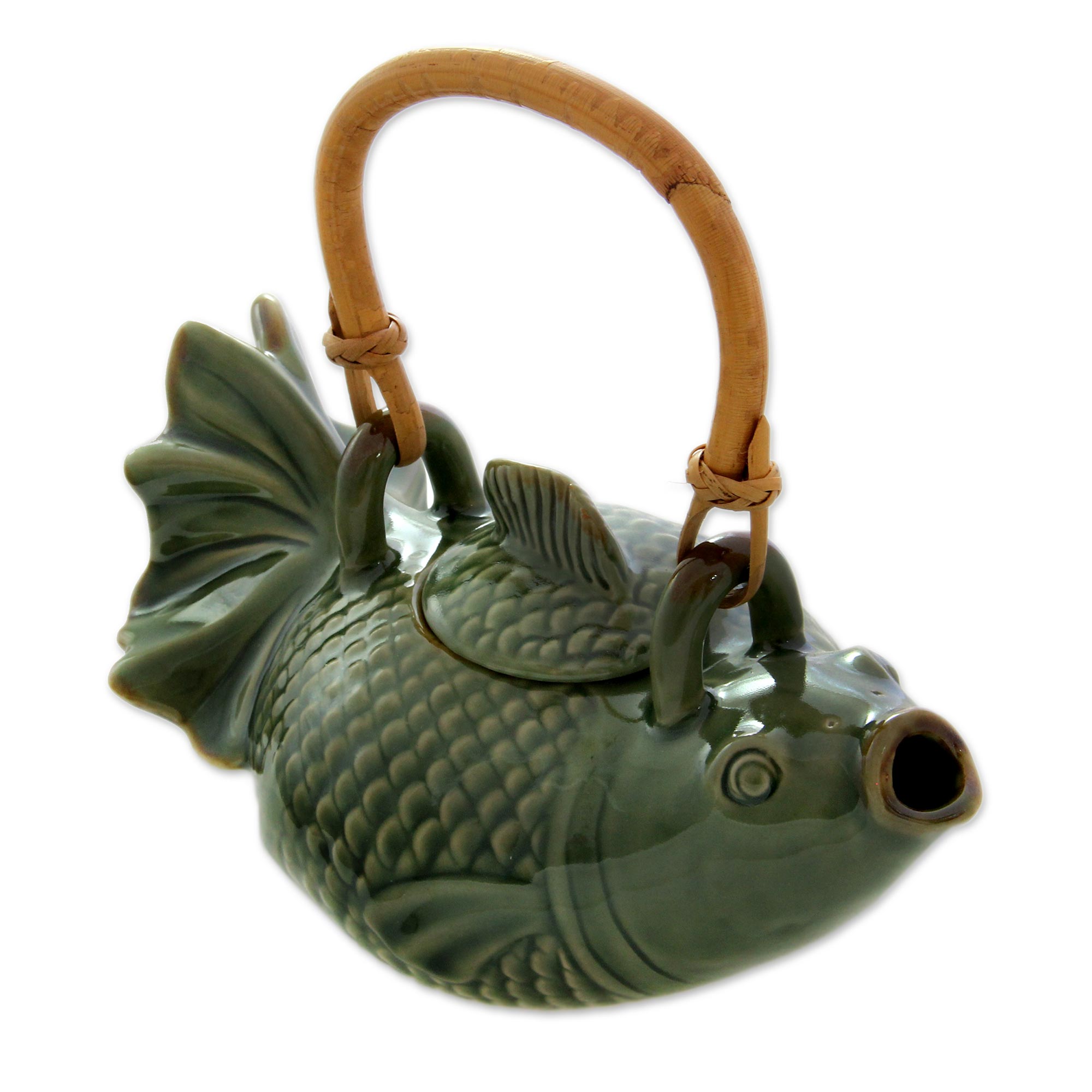 Premium Handcrafted Green Koi Ceramic Teapot – Ultimate Tea Experience