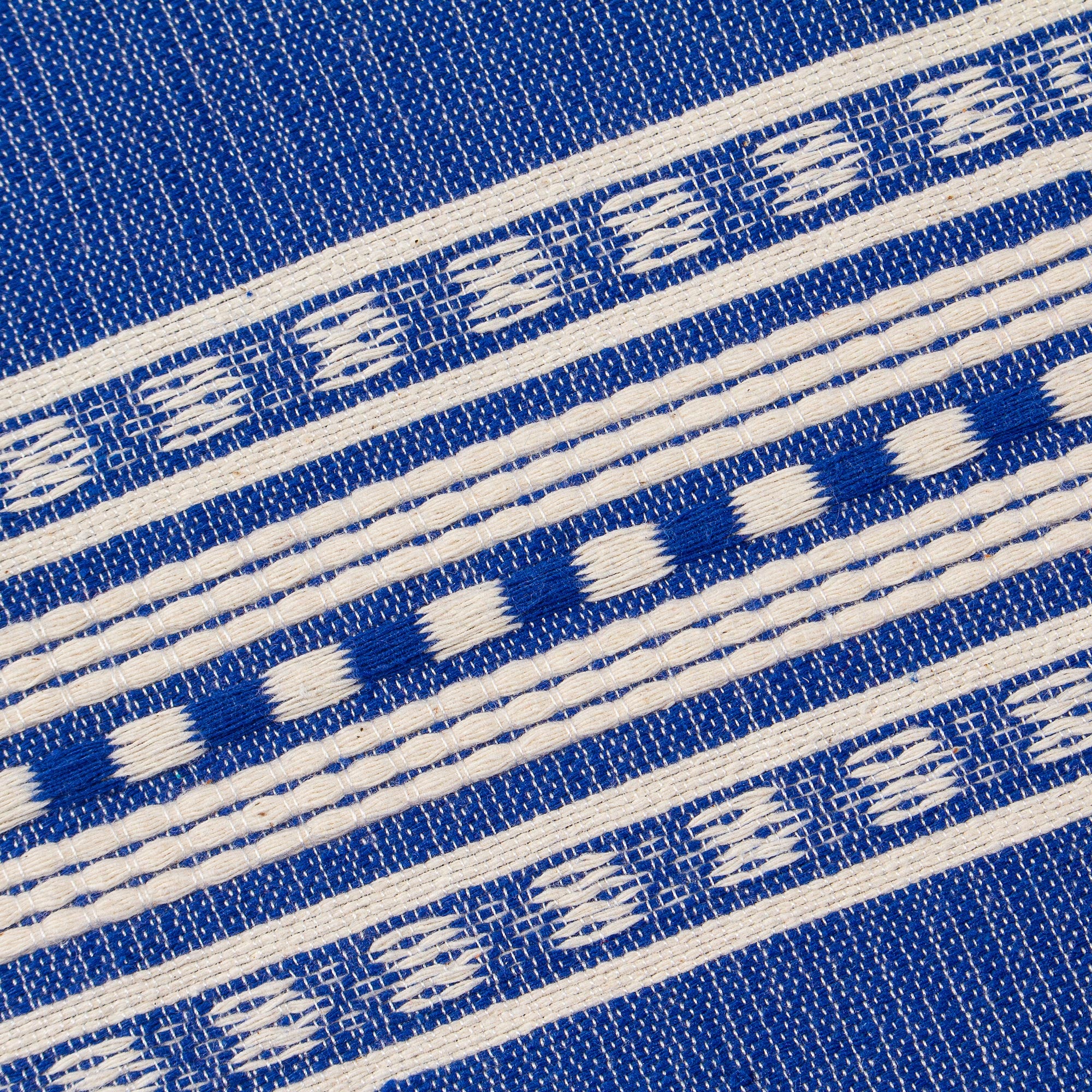 Premium Handwoven Mexican Cotton Tortilla Warmer - Blue & Ivory
