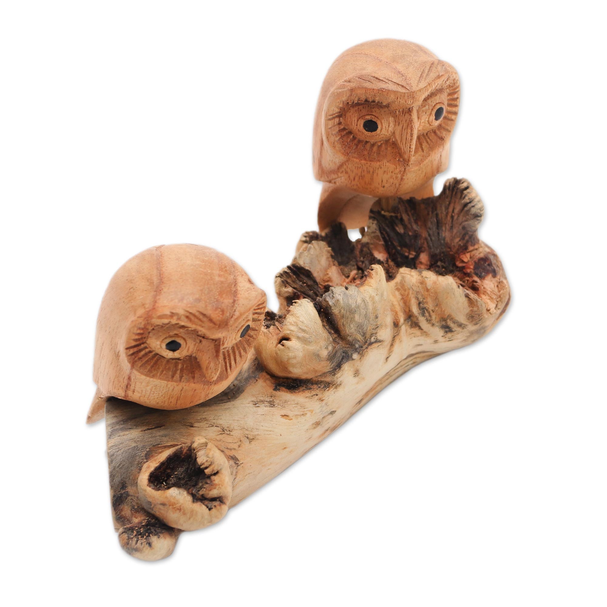 Premium Hand-Carved Owl Romance Sculpture - Sustainable Bali Art