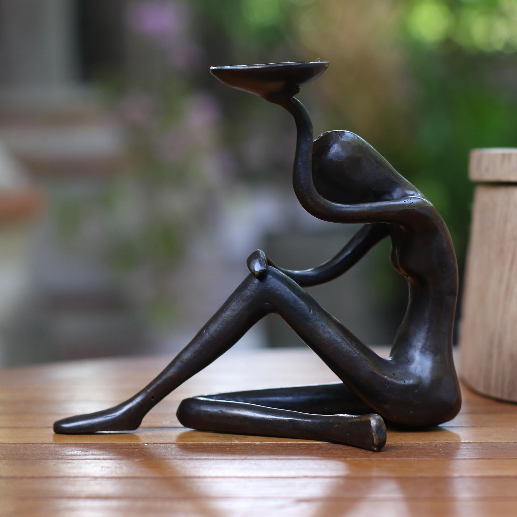Premium Balinese Bronze Ballet Bowl Figurine - Antiqued Finish