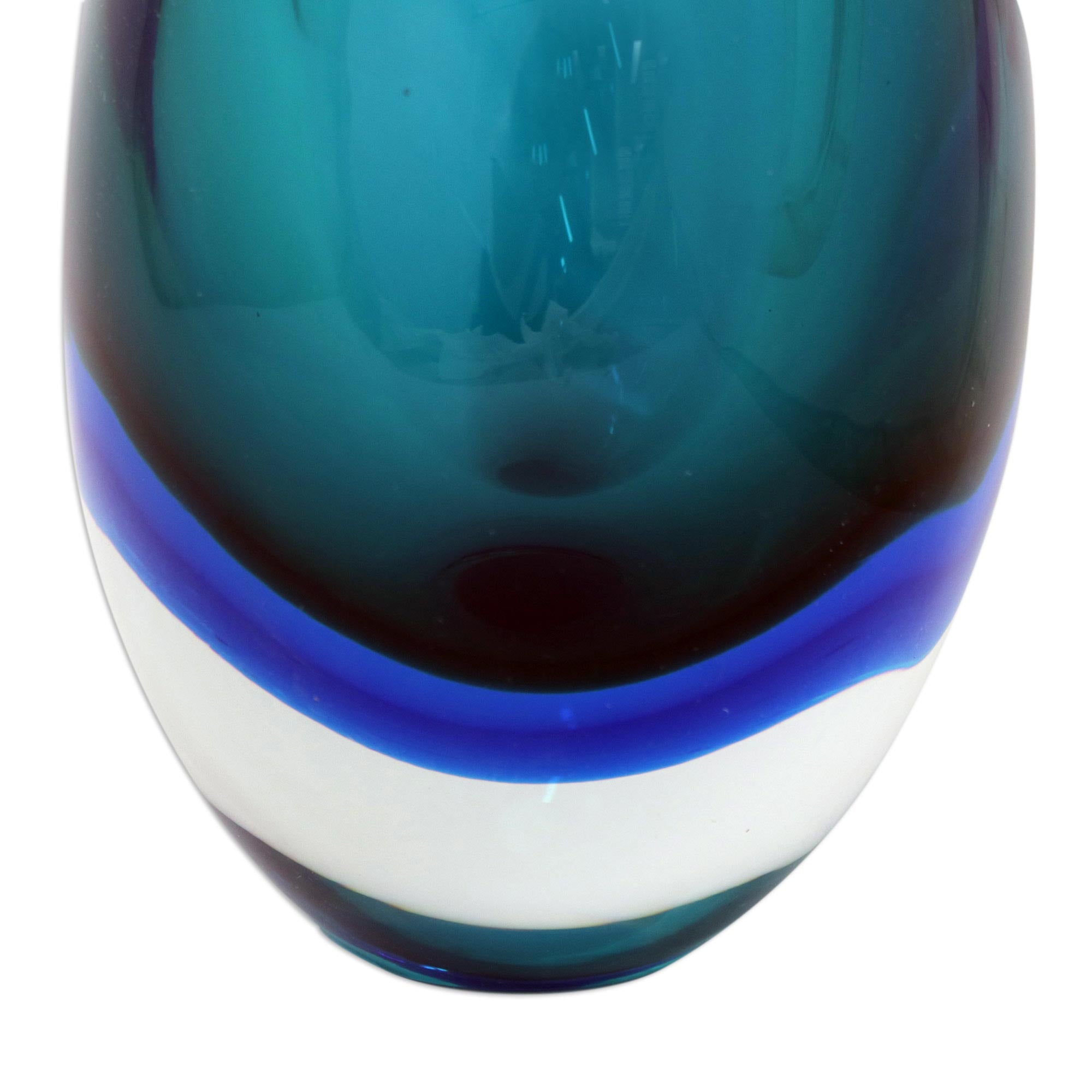 Premium Ocean Sigh 9.5 Inch Turquoise Murano Inspired Handblown Art Glass Vase - Ultimate Home Decor Upgrade