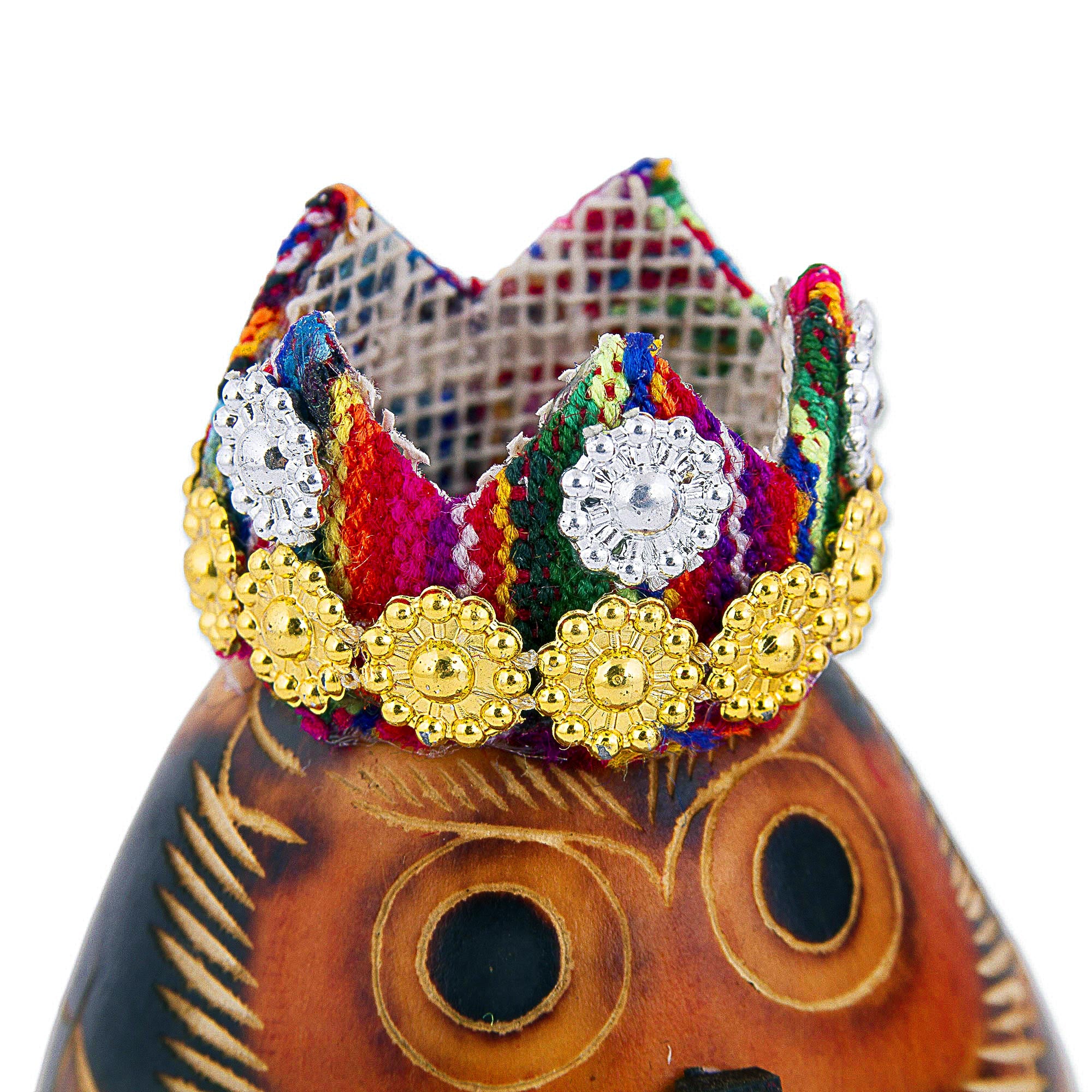 Premium Three Kings Owl Figurines - Handcrafted Gourd Set from Peru (Set of 3)
