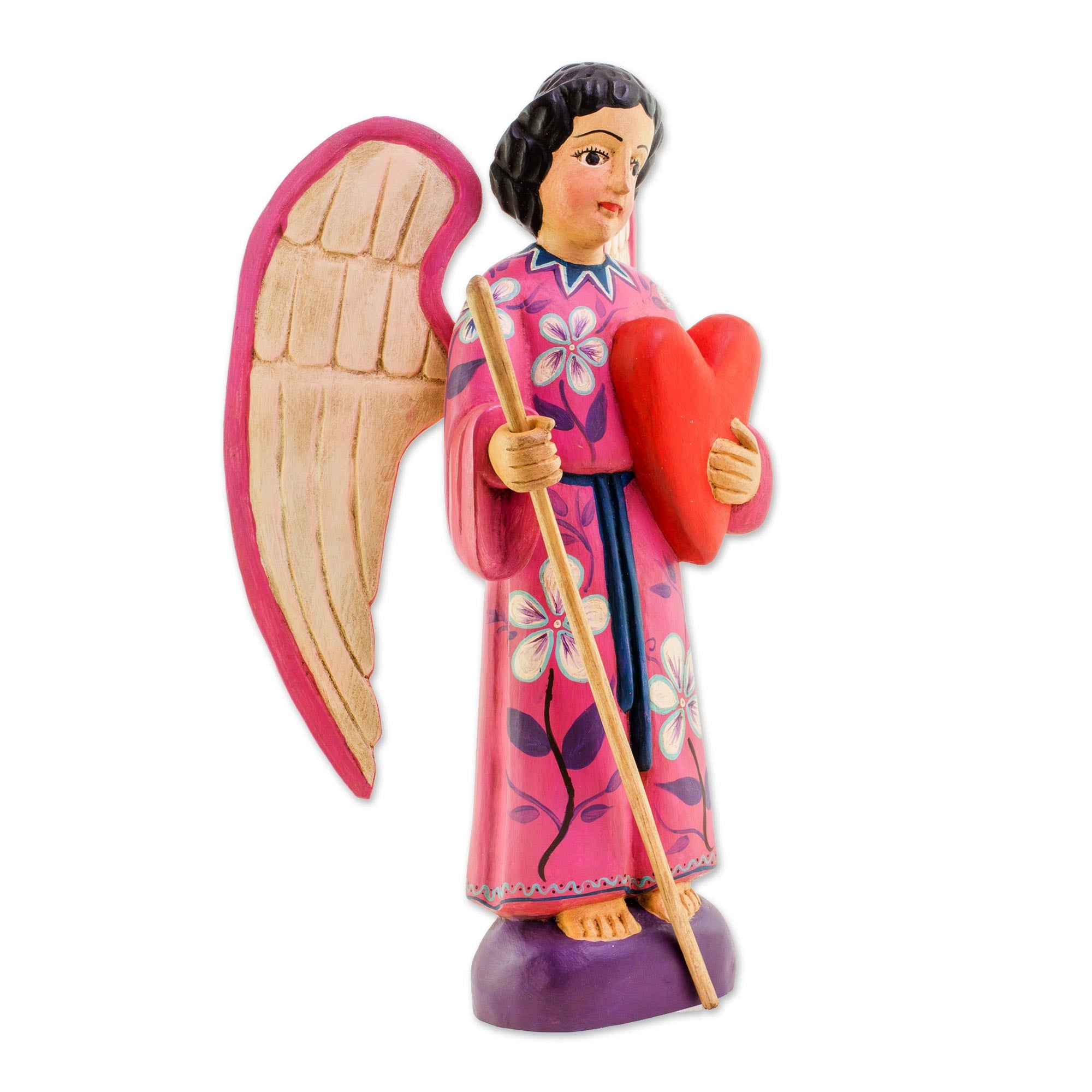 Premium Hand-Painted Loving Angel Sculpture – Guatemalan Artisan Crafted