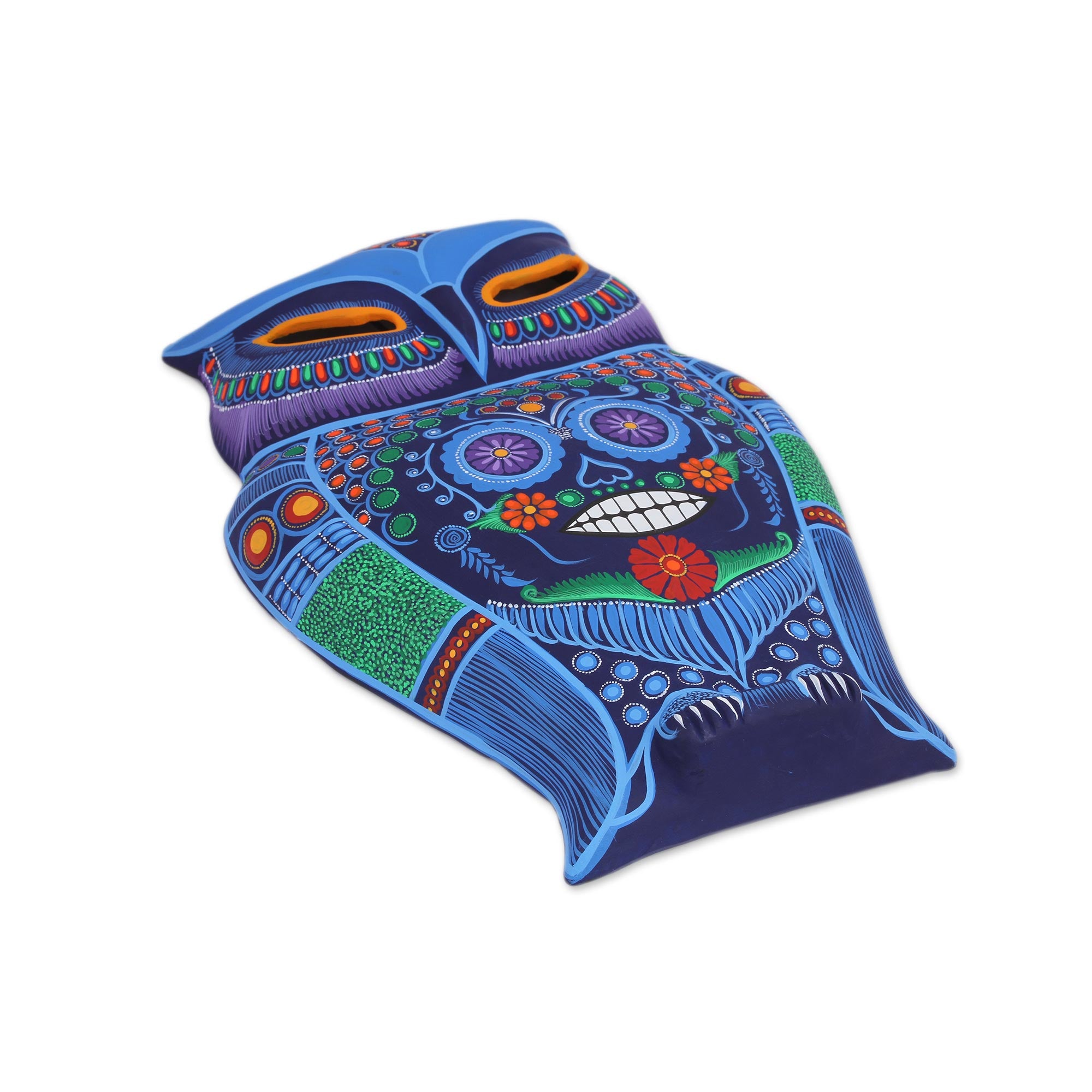 Premium Hand-Painted Ceramic Owl Wall Art - Day of the Dead Inspired
