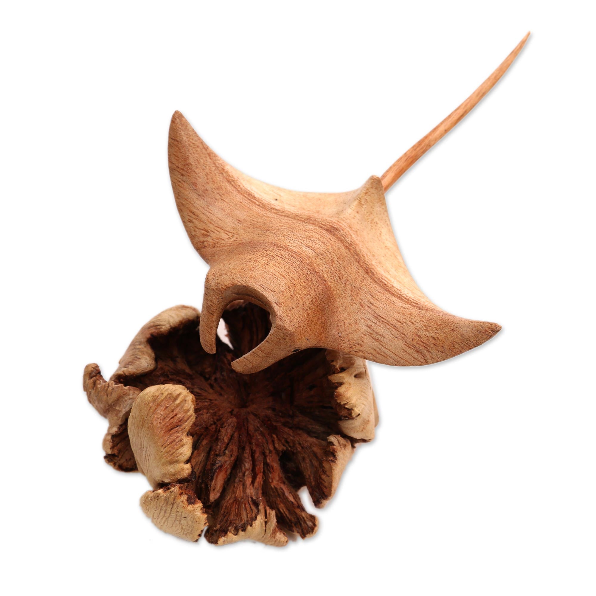 Premium Hand-Carved Manta Ray Figurine - Calm Ocean Art from Bali