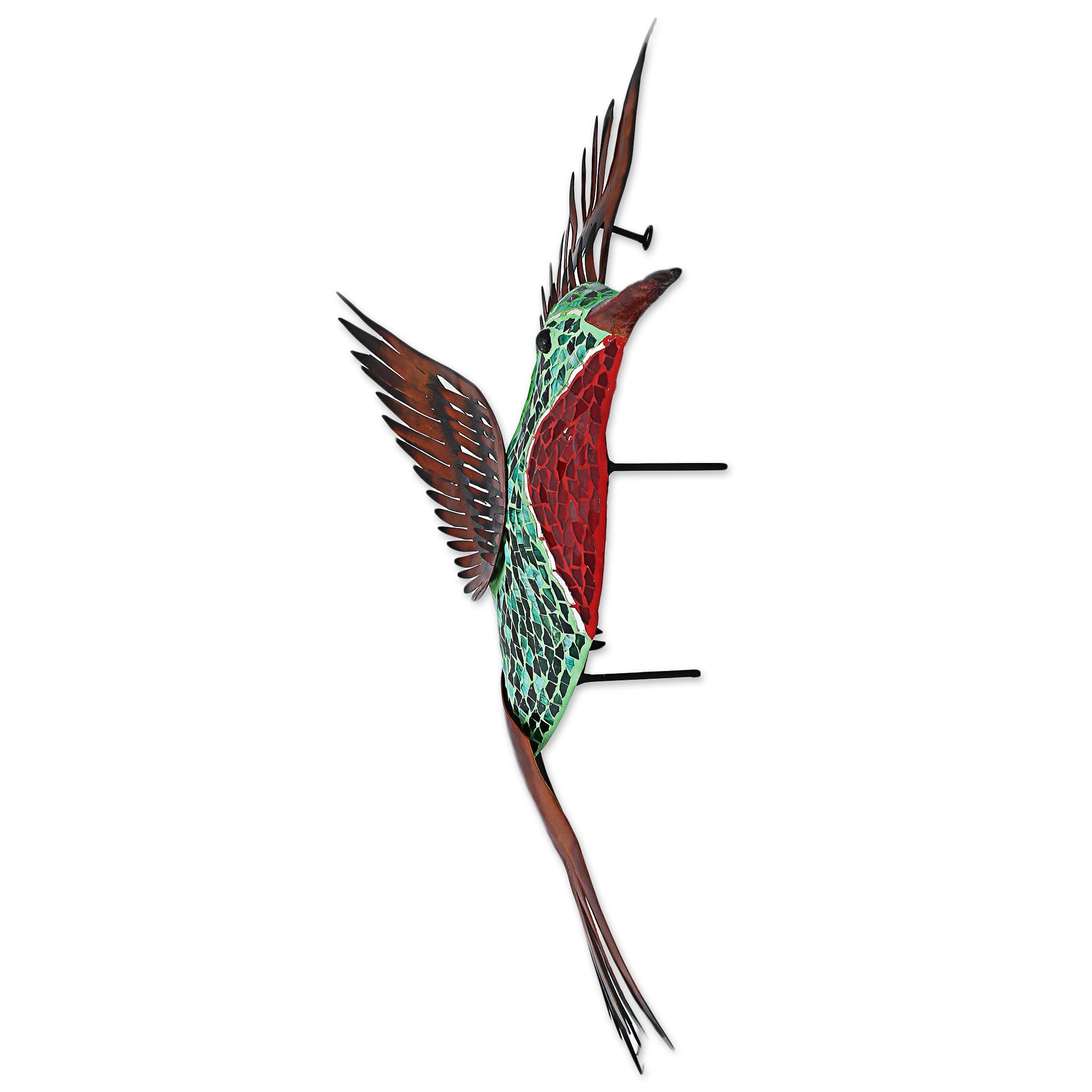 Premium Steel Wall Art - Green Hummingbird Sculpture