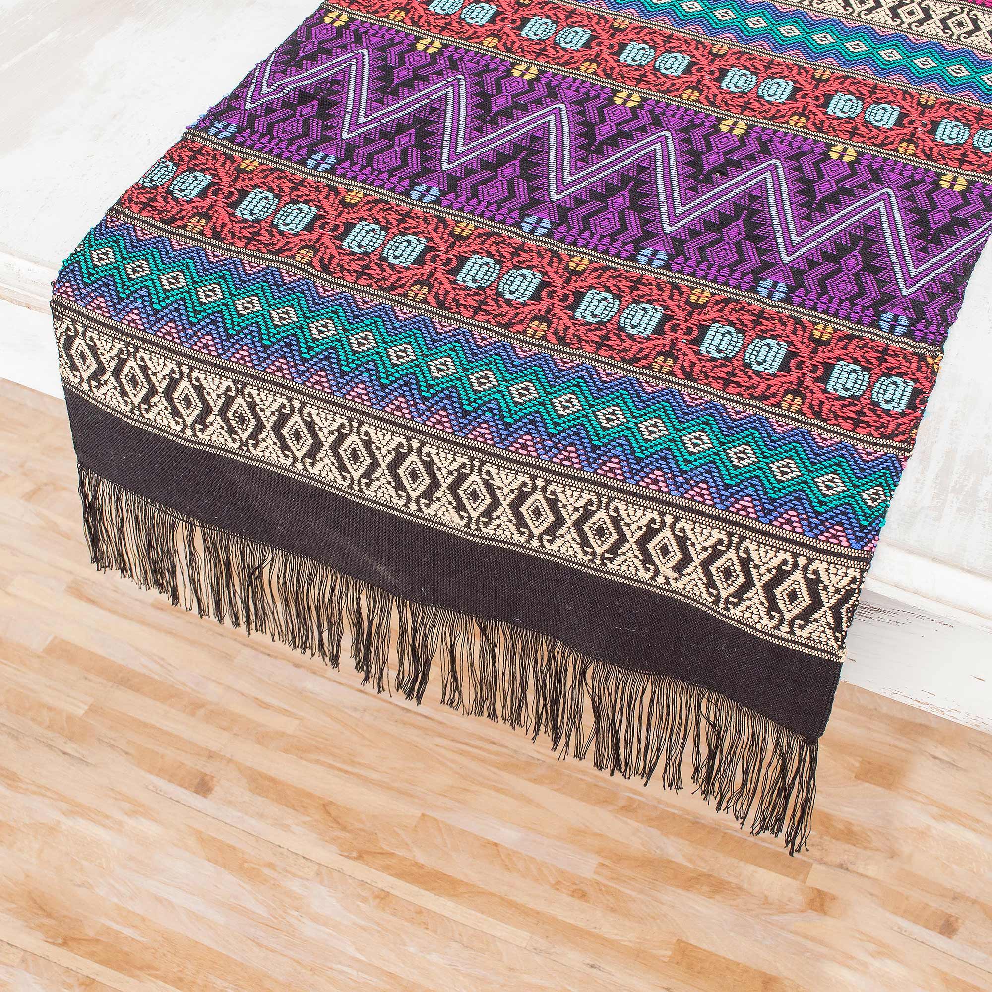 Premium Handwoven Cotton Table Runner - Authentic Guatemalan Craftsmanship