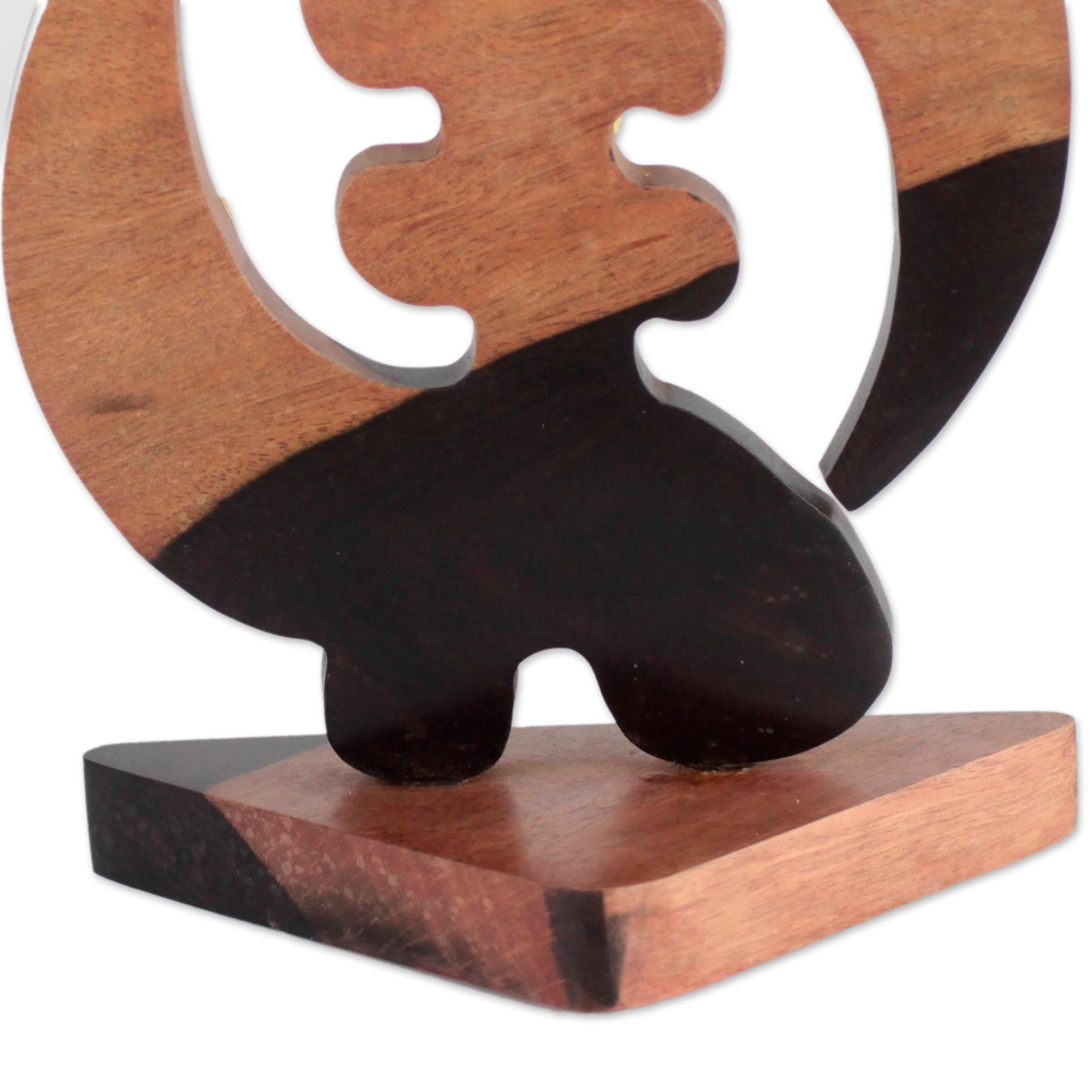 Premium Gye Nyame Ebony Wood Sculpture - Handcrafted Adinkra Statuette from Ghana