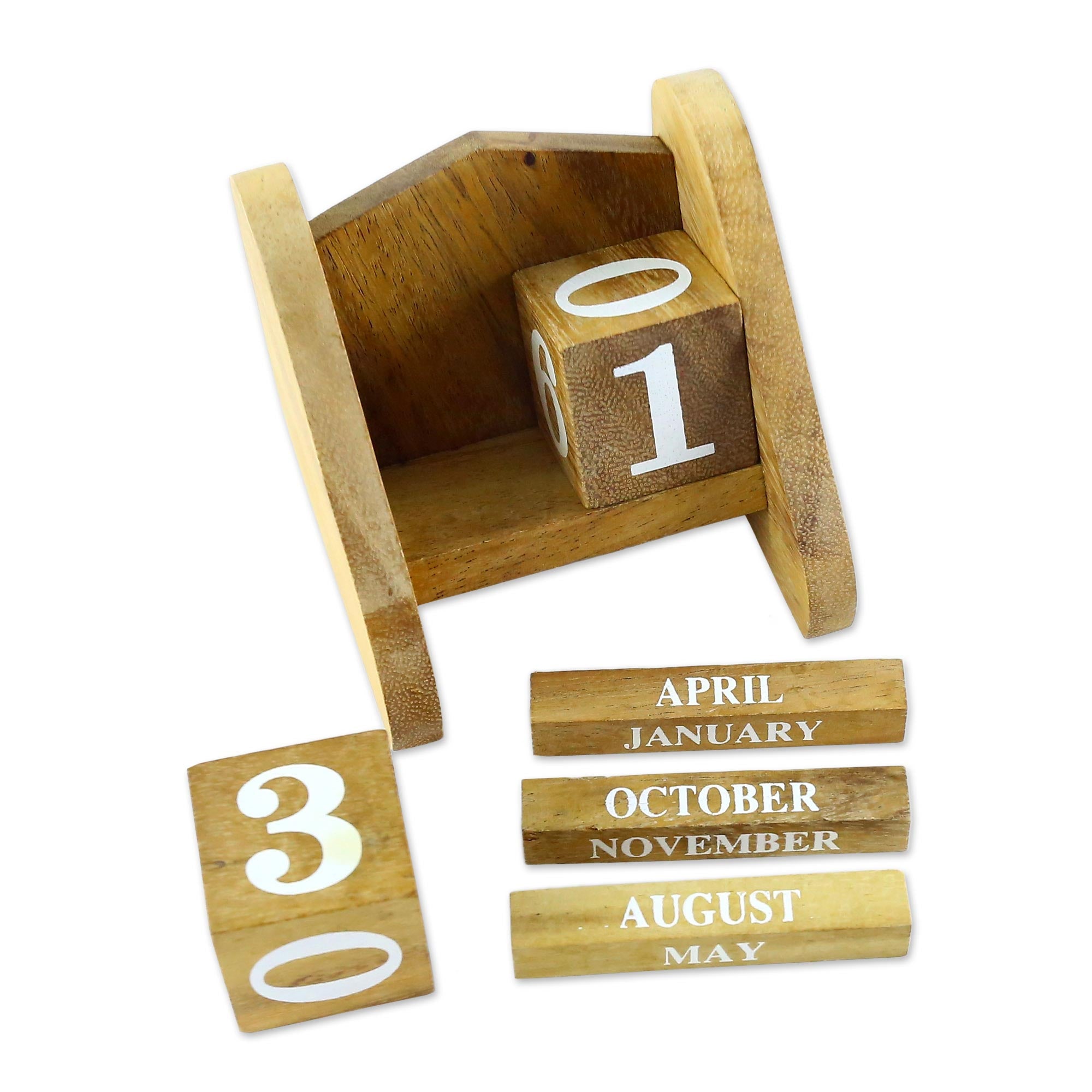 Premium Time Catcher Wooden Desk Calendar - Handcrafted Elegance