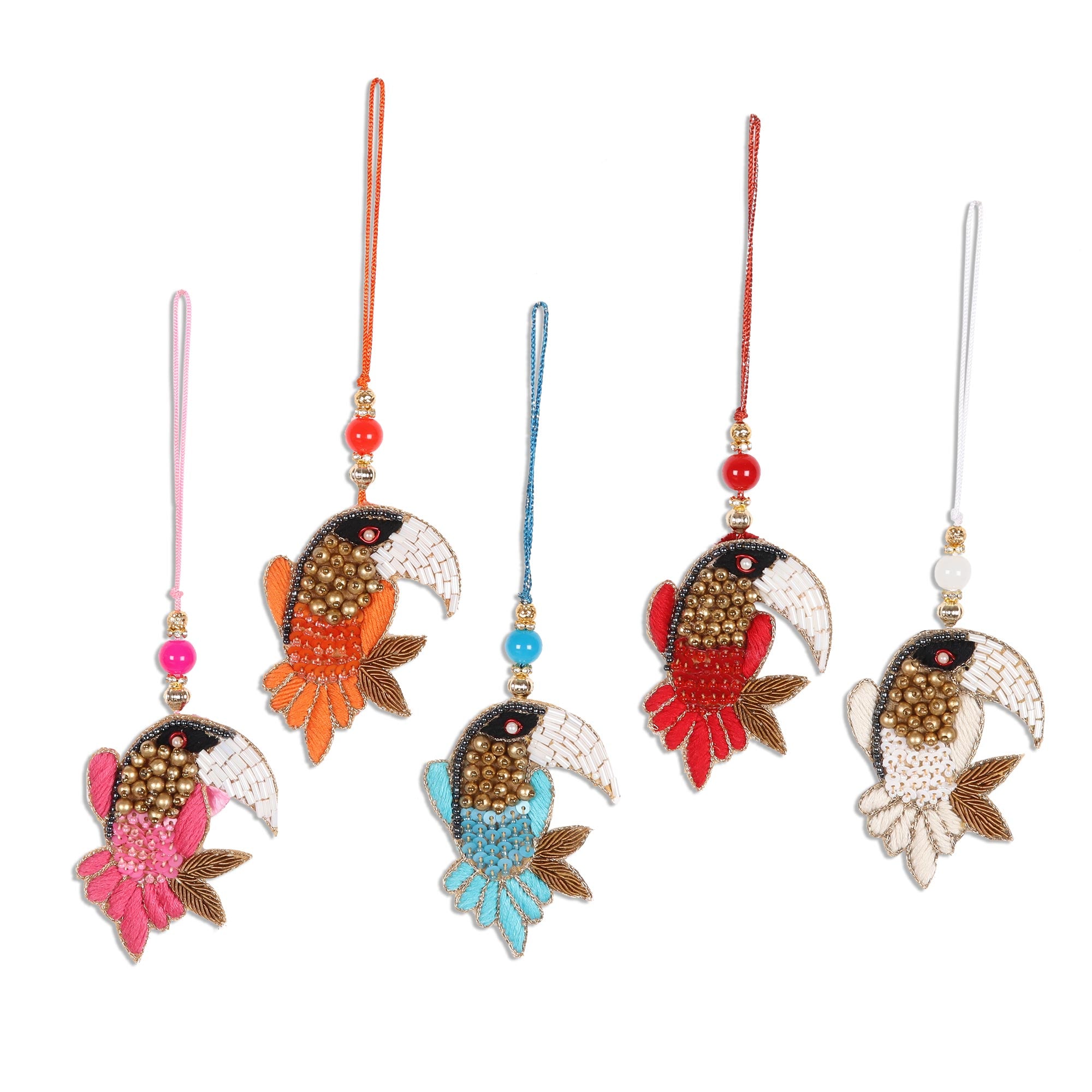 Premium Handcrafted Toucan Ornaments Set – Vibrant Tropical Decor (Set of 5)
