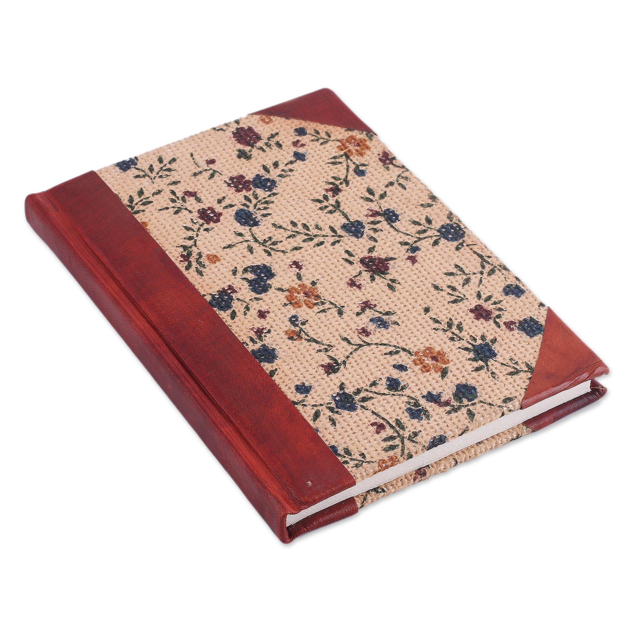 Premium Floral Leather & Jute Journal – Handcrafted Memory Keeper from India
