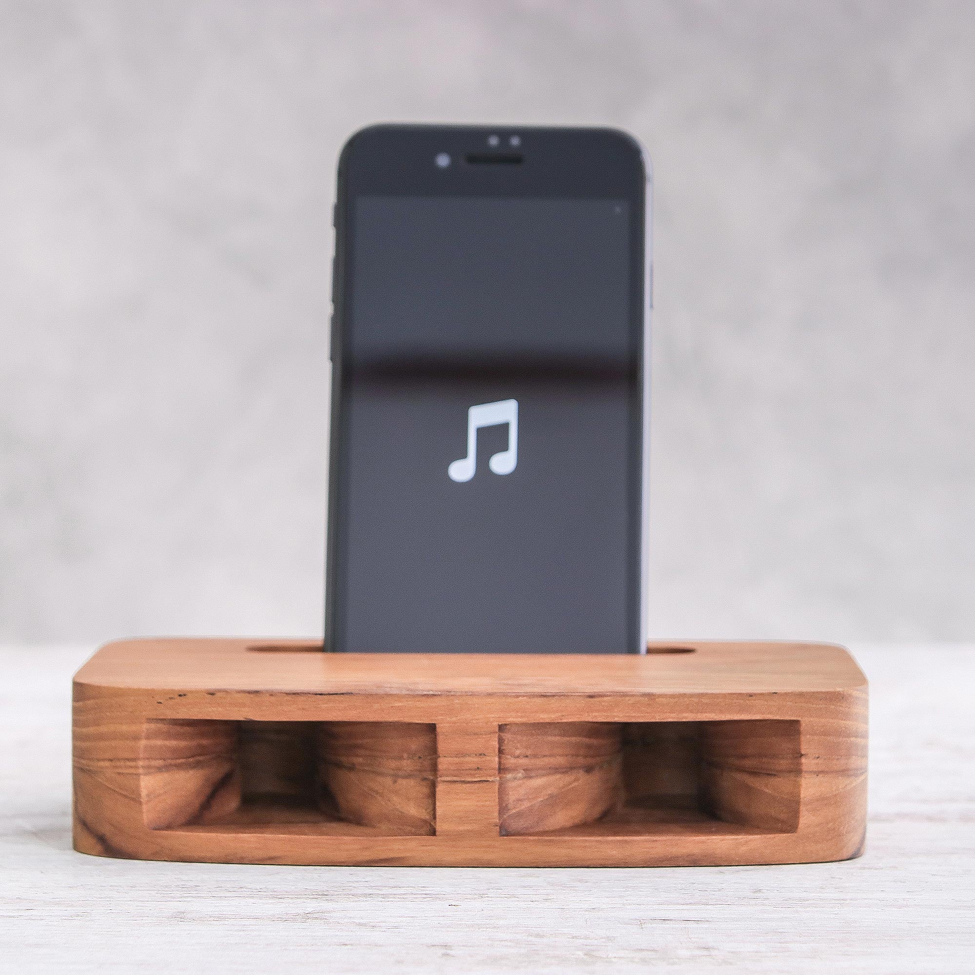 Premium Teak Decibel Dual-Horn Wooden Phone Speaker - Handcrafted in Thailand