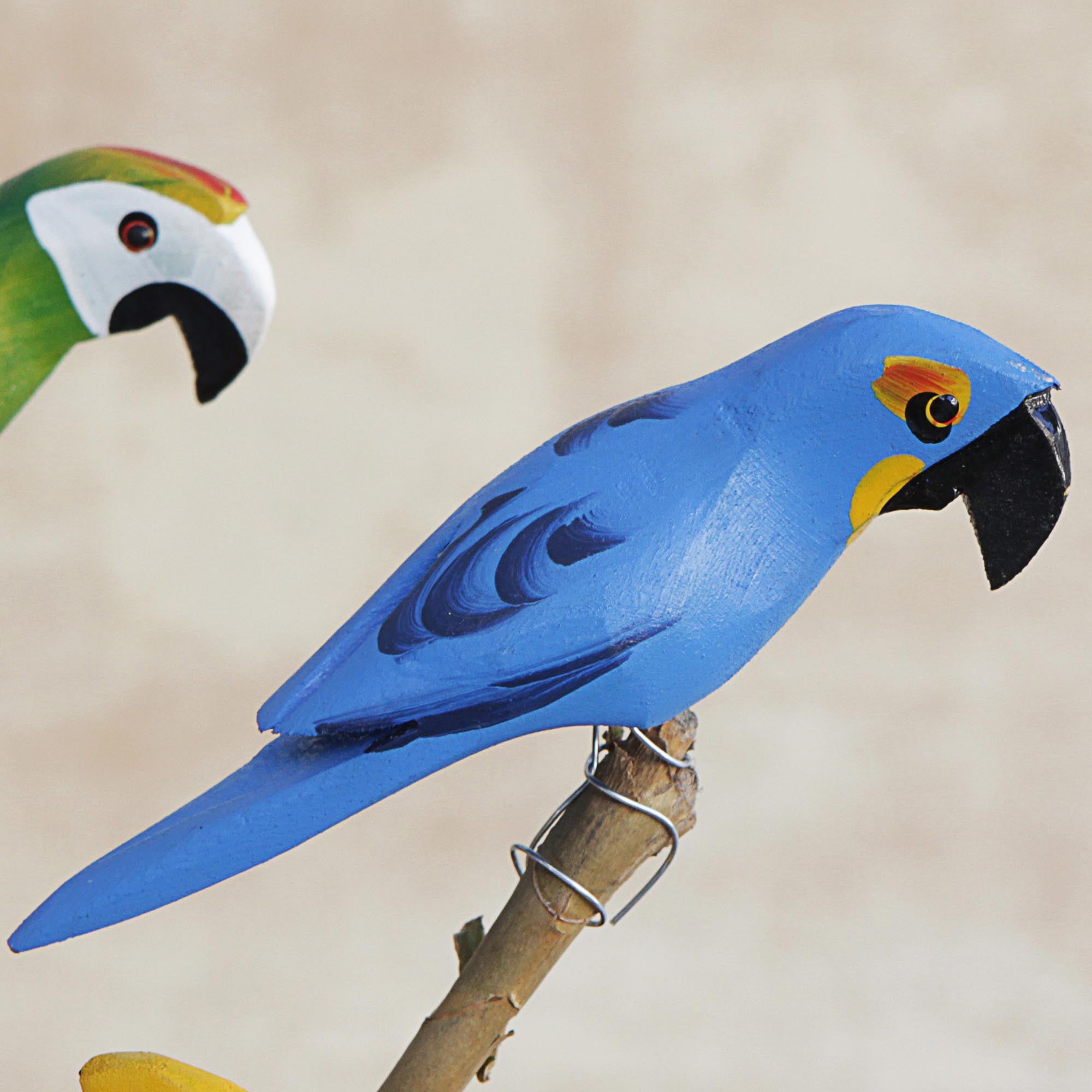 Premium Hand-Carved Wooden Parrot Decor Set of 5 | Brazil-Inspired Home Accents