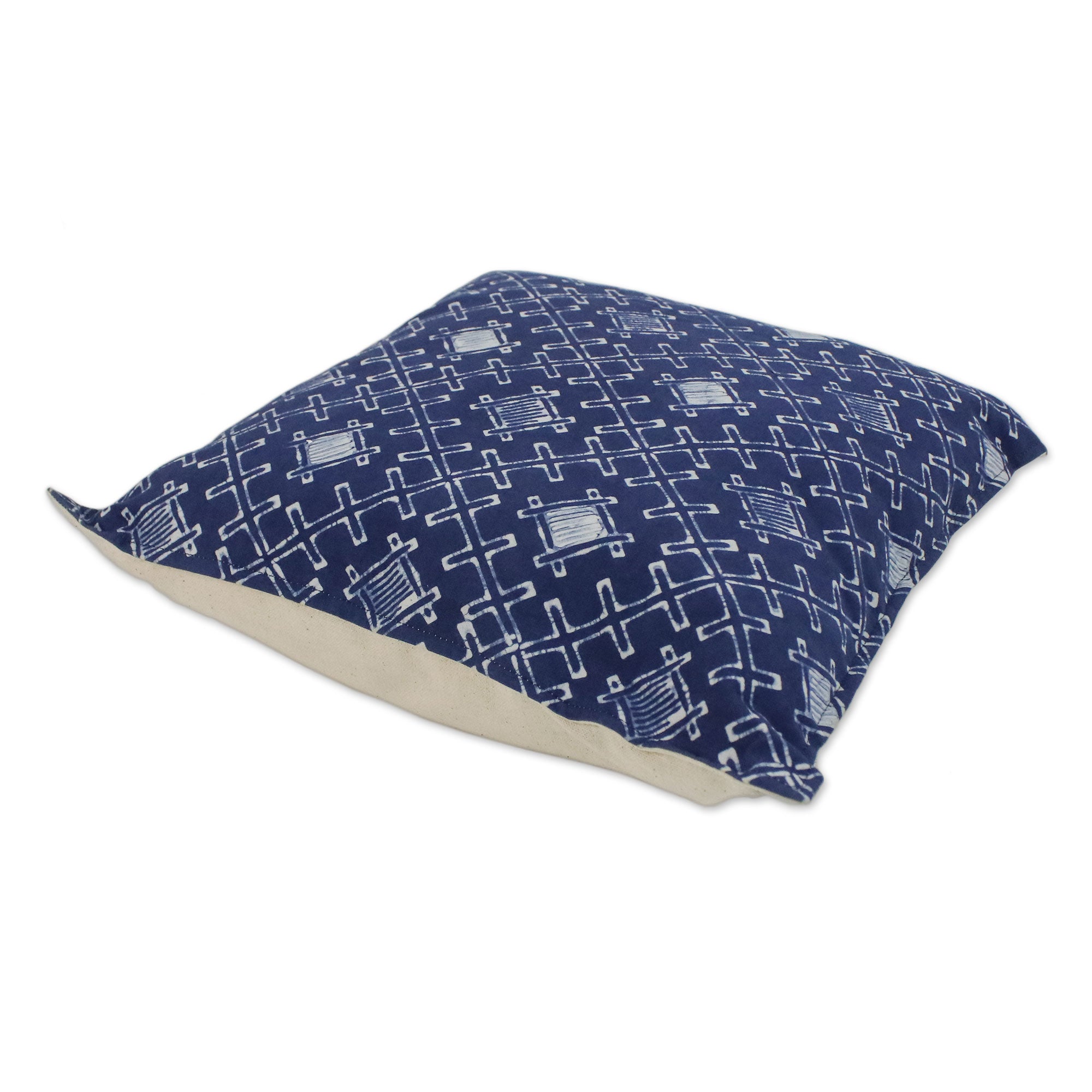 Premium Indigo Thatch Batik Cotton Cushion Covers (Pair) – Handcrafted Elegance
