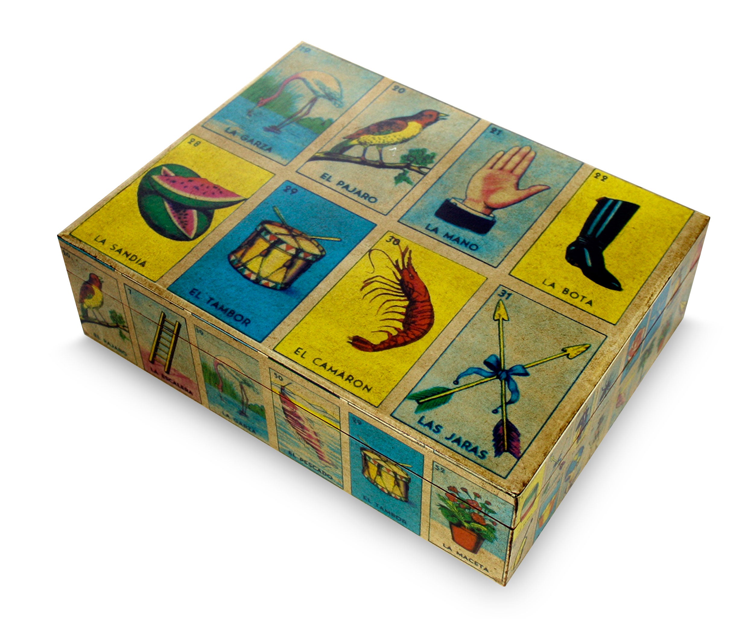 Premium Mexican Loteria Bingo Decoupage Wooden Decorative Box