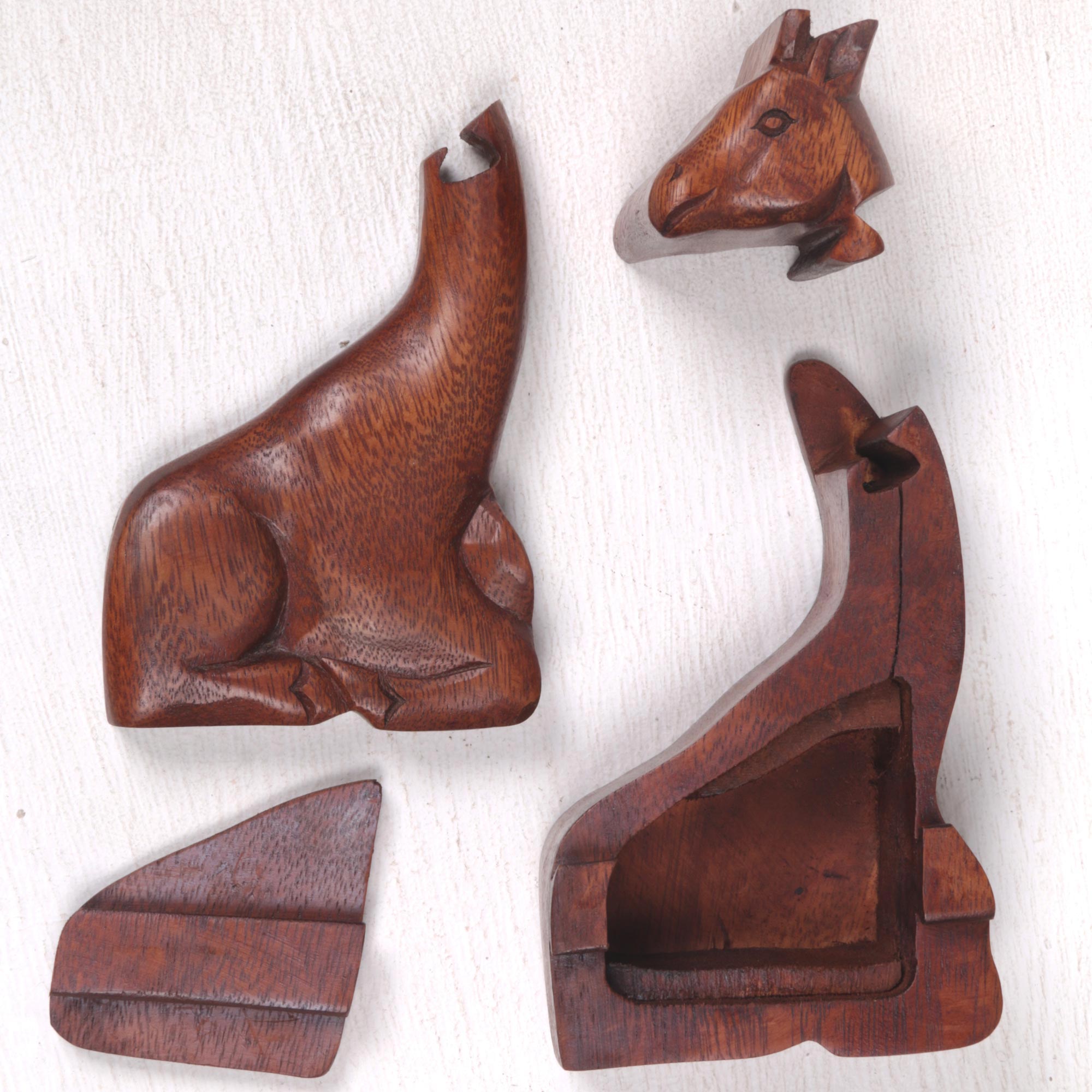 Premium Handcrafted Giraffe Puzzle Box - Unique Indonesian Wood Art