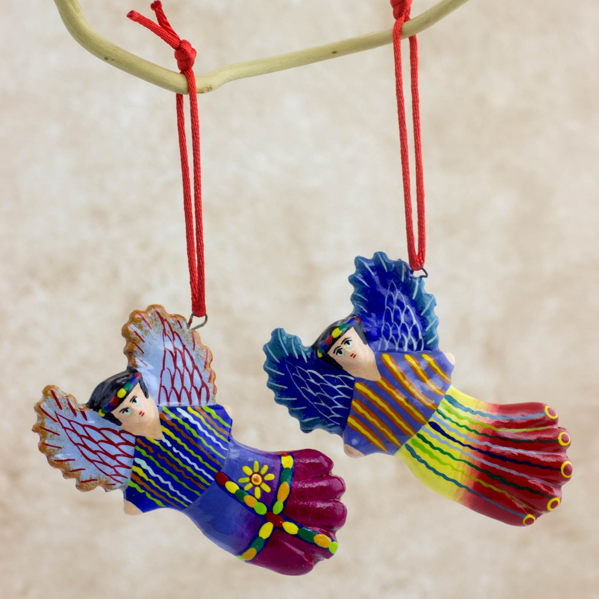 Premium Handmade Wishing Angels - Ceramic Holiday Ornament Set