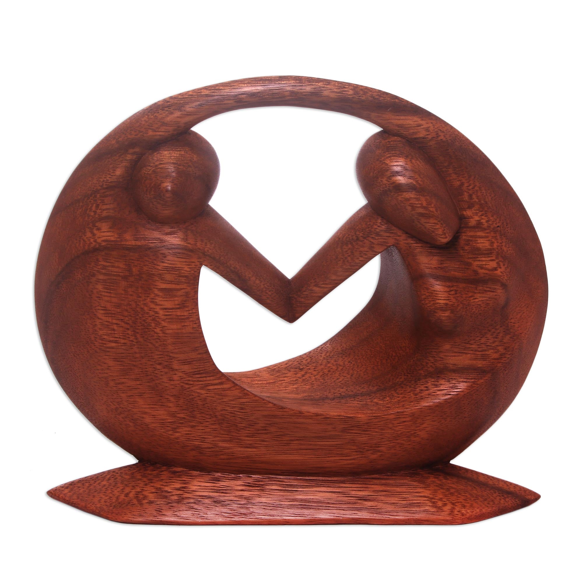 Premium Suar Wood Peace Sculpture - Handmade Art Piece