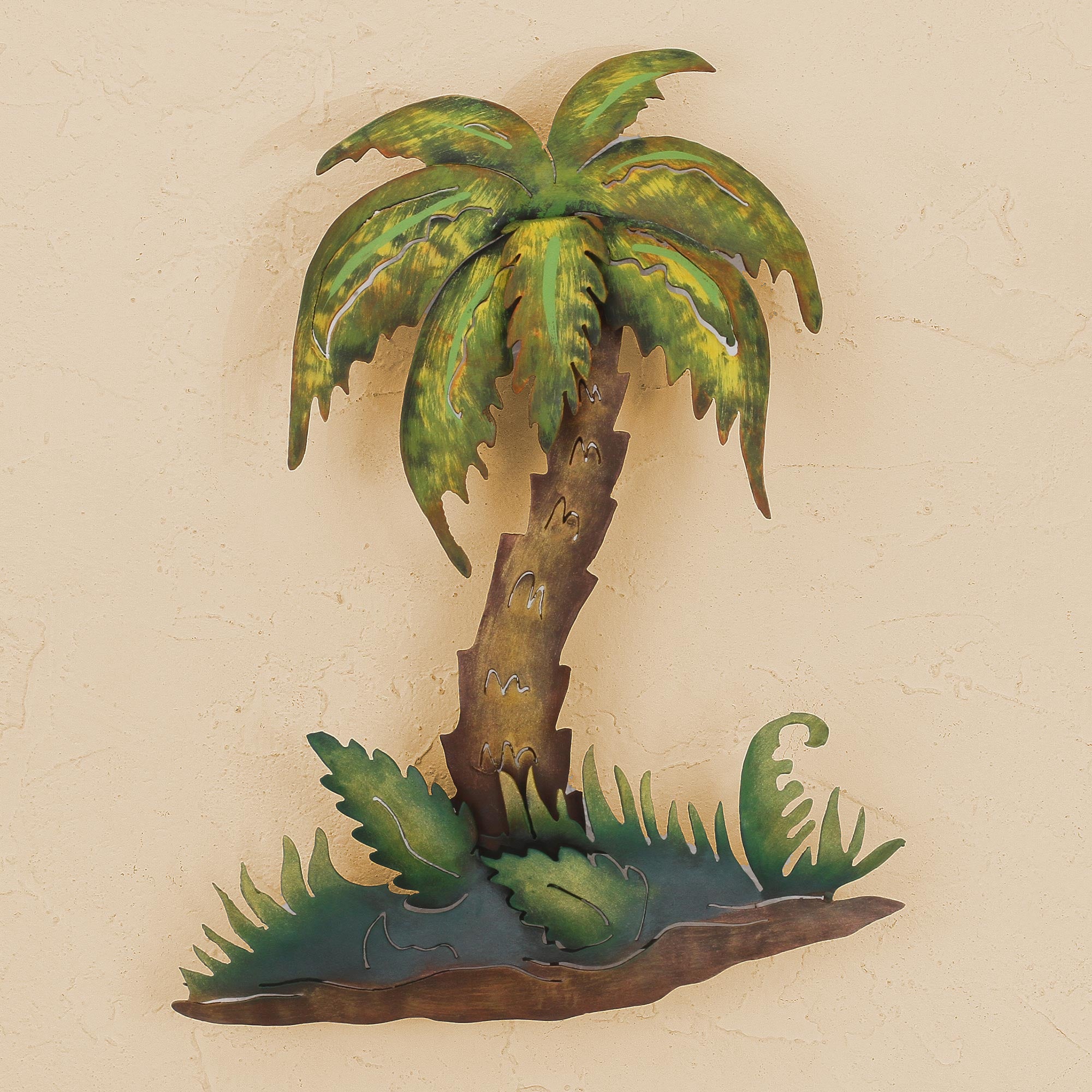 Premium Tropic Sunset Steel Wall Art - Handcrafted Tropical Scene from Mexico