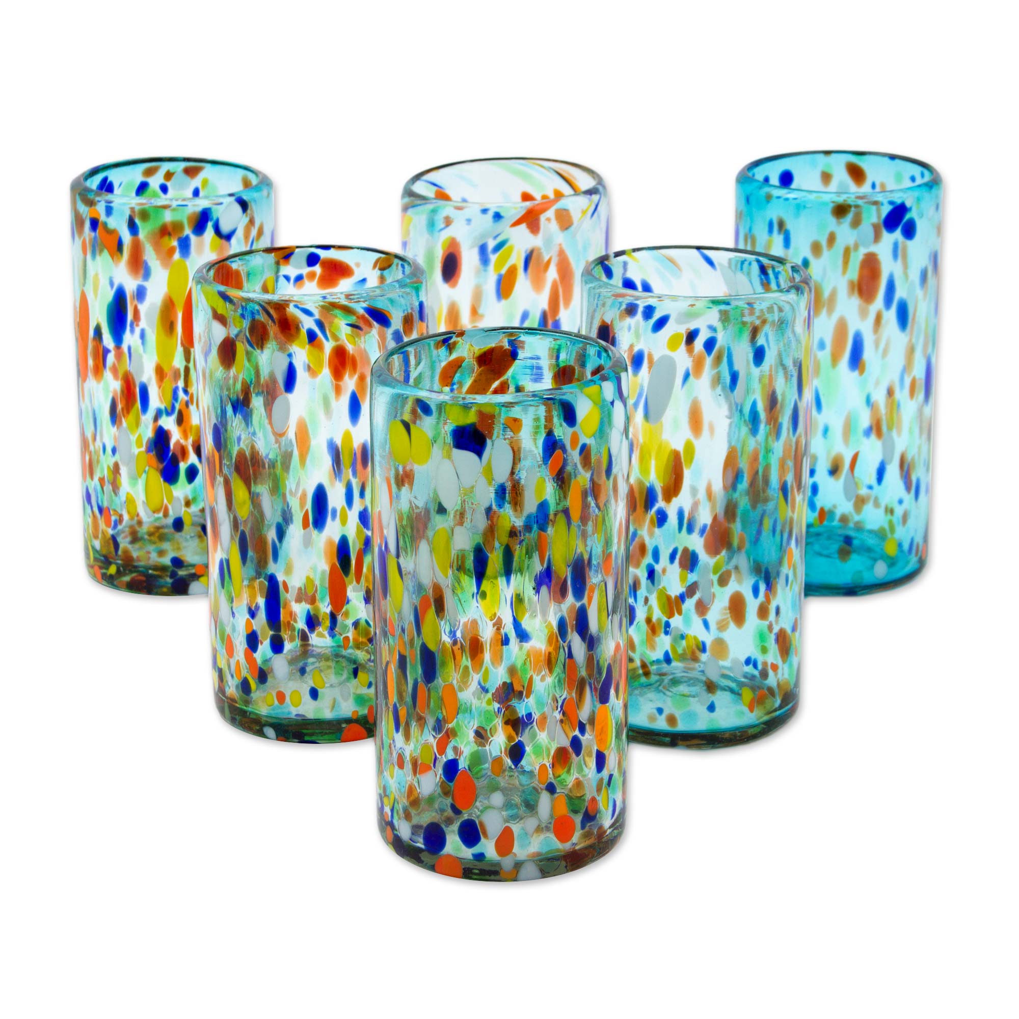 Premium Handcrafted Sky Rainbow Glass Tumblers - Set of 6