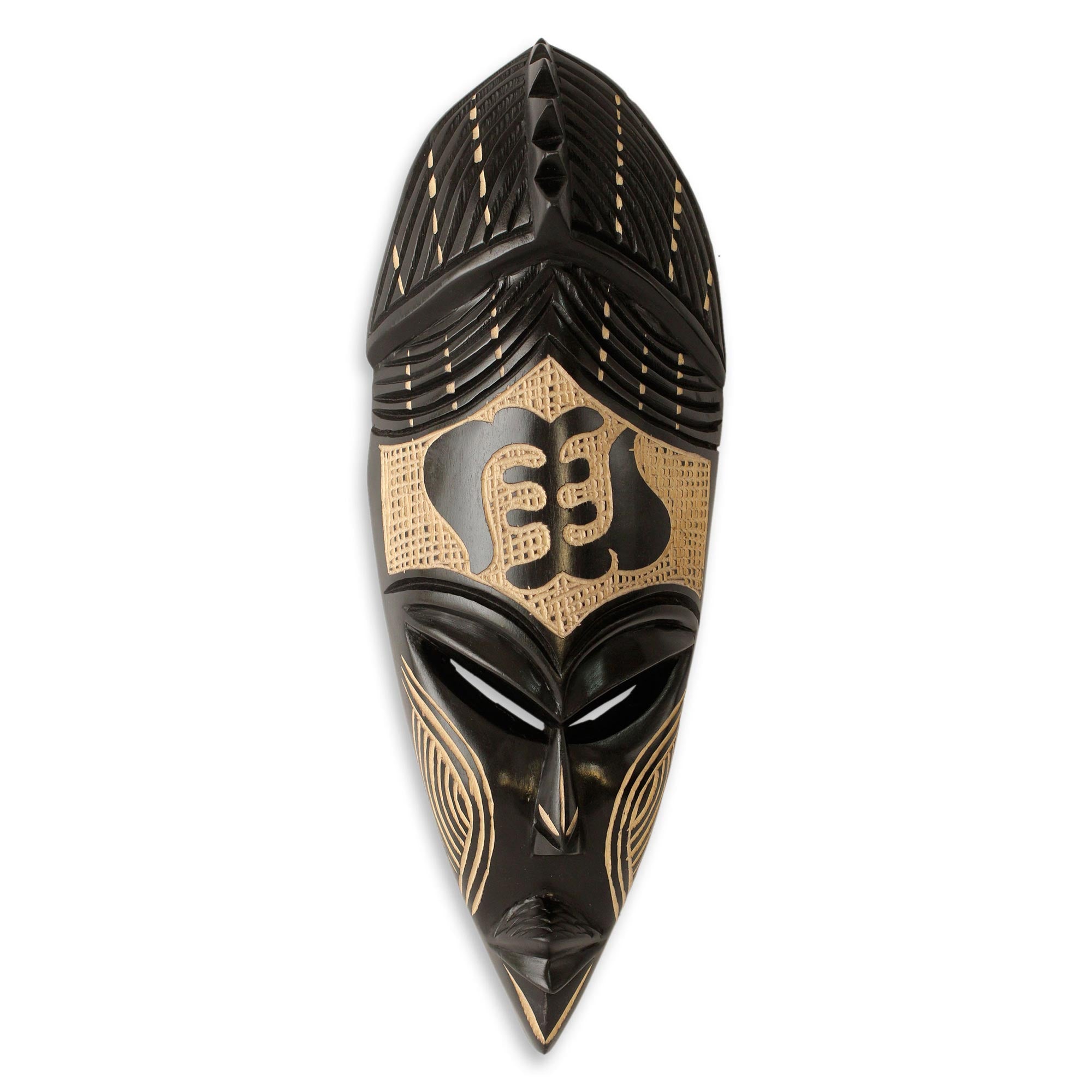 Premium Gye Nyame II Hand-Carved Wood Wall Art Mask