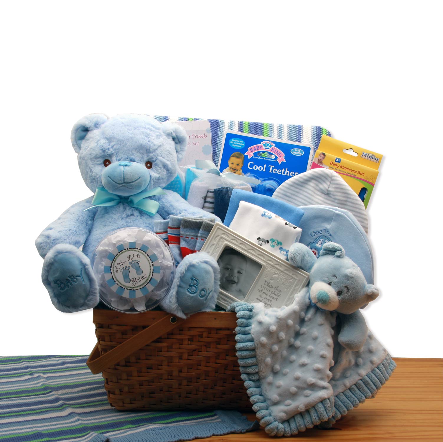 Ultimate New Baby Gift Basket with My First Teddy Bear - Premium Blue