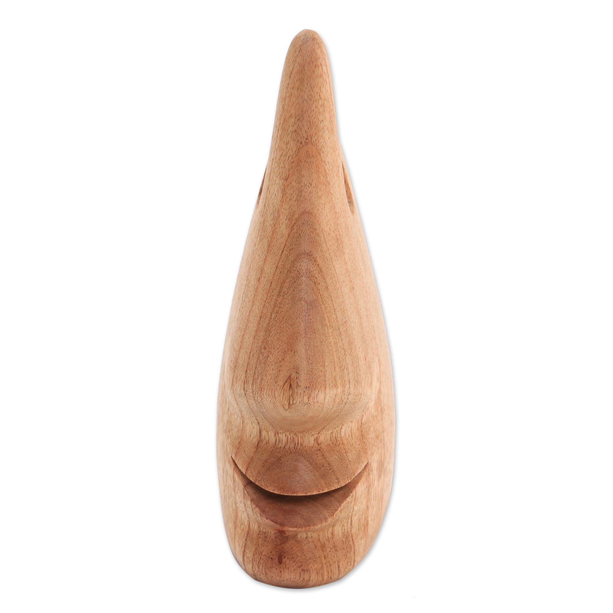 Premium Whimsical Brown Wooden Eyeglass Holder - Hand Carved Nose Design