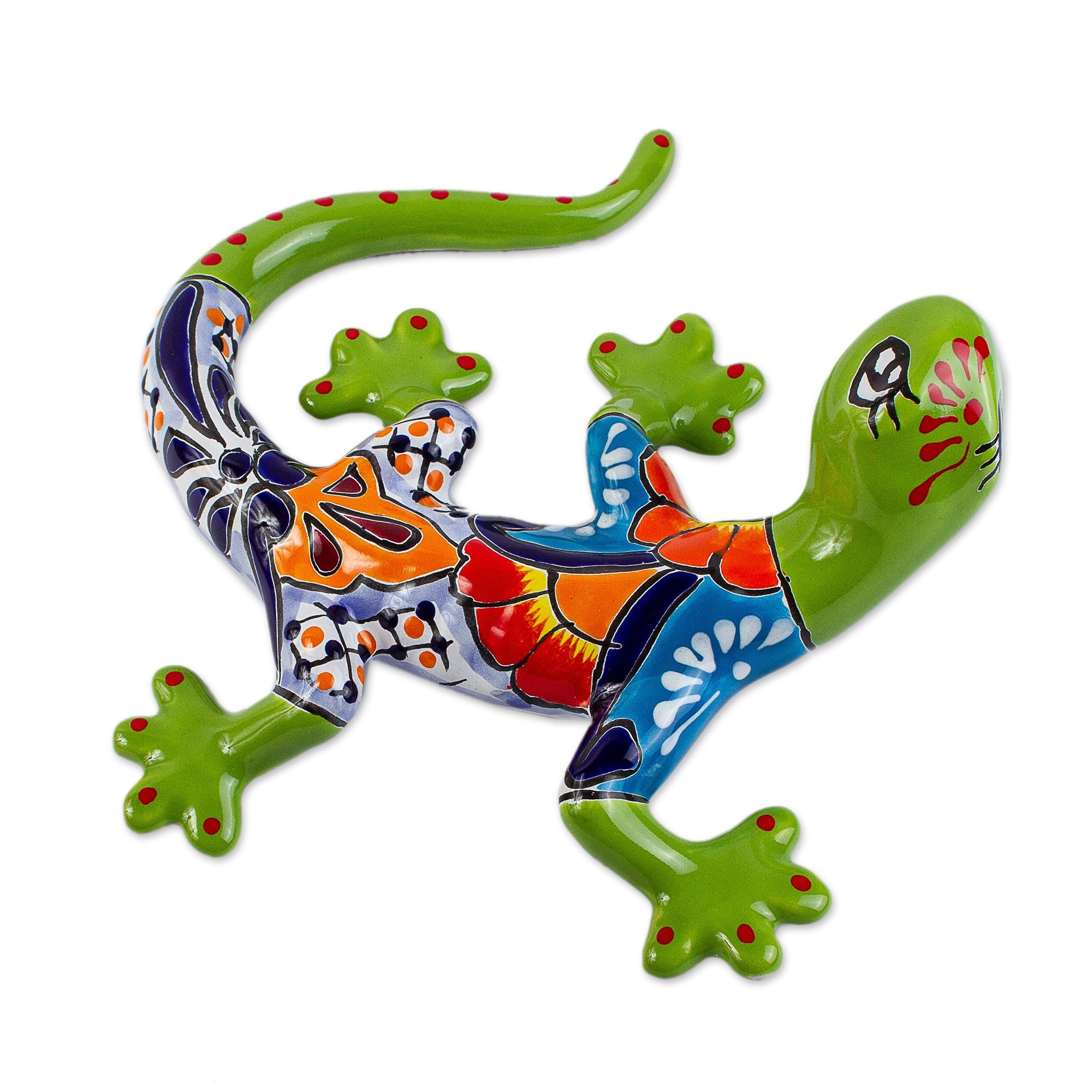 Premium Hand-Painted Ceramic Salamander Wall Art - Vibrant Mexican Decor