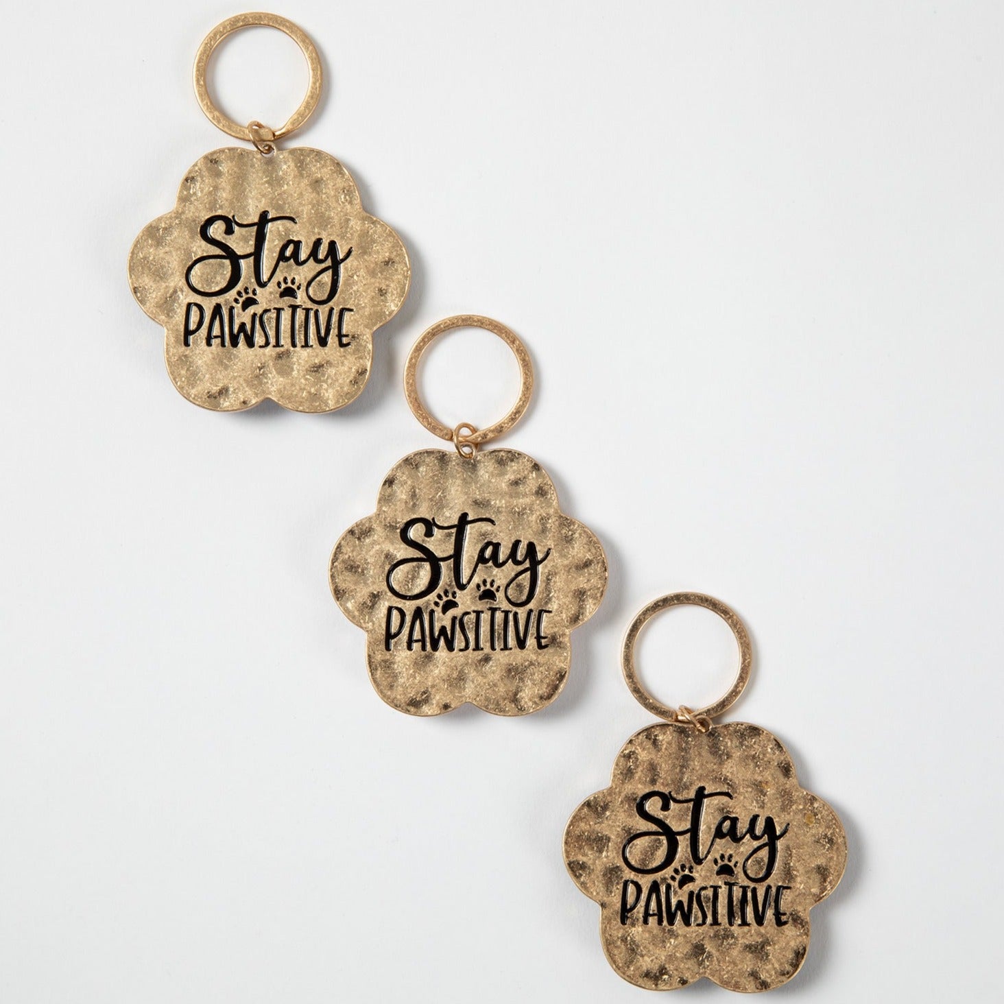 Premium Stay Pawsitive Paw Print Keychain - Ultimate Pet Lover's Accessory