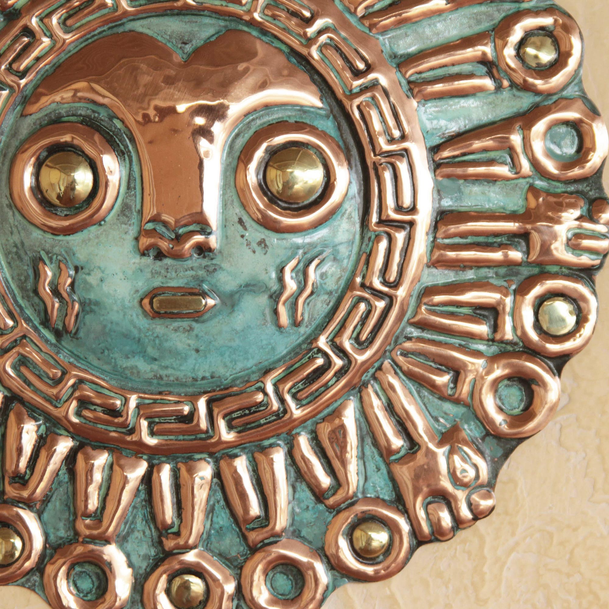 Premium Handcrafted Coricancha Sun Mask - Bronze & Copper Artisan Piece