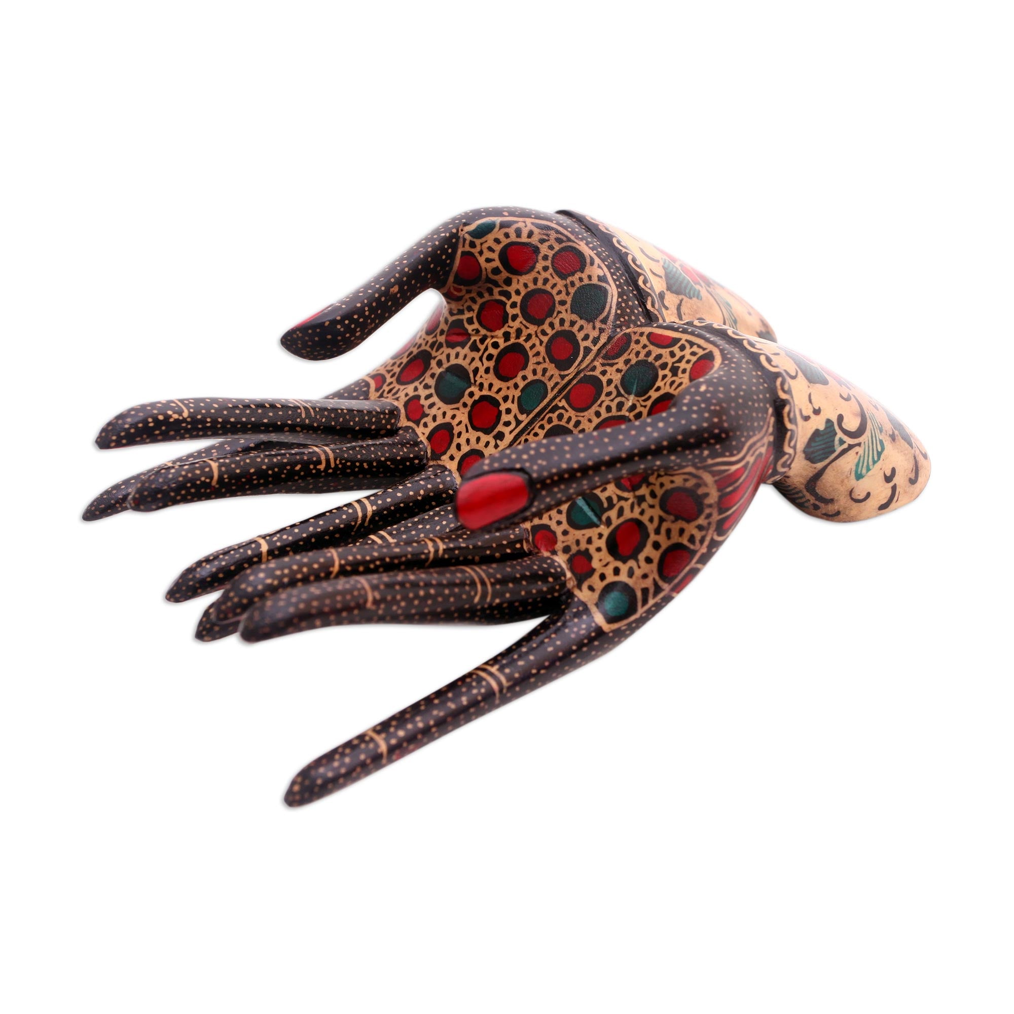 Premium Floral Batik Wood Ring Holder - Handcrafted in Java