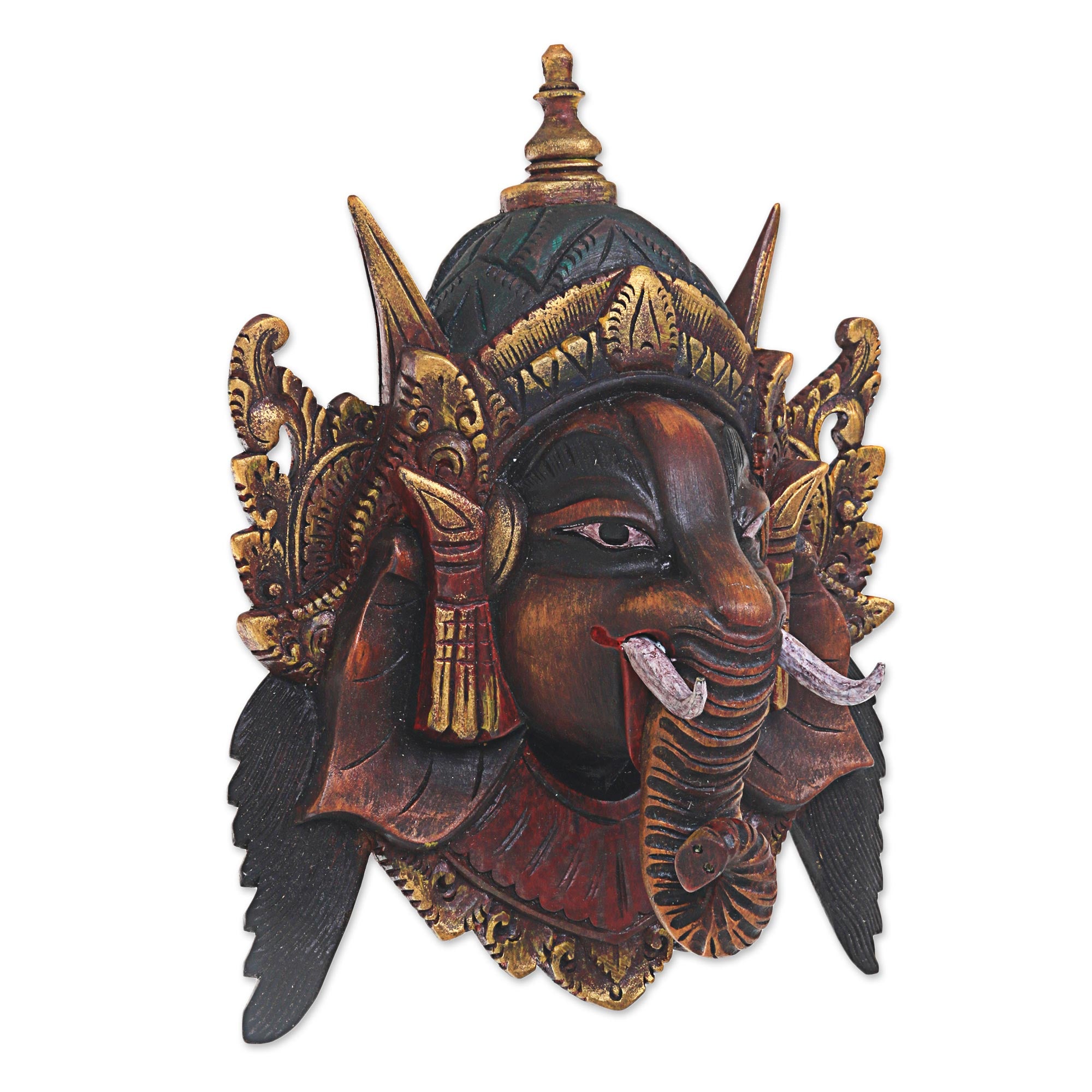 Premium Handcrafted Acacia Wood Ganesha Mask - Ultimate Bali Wall Art