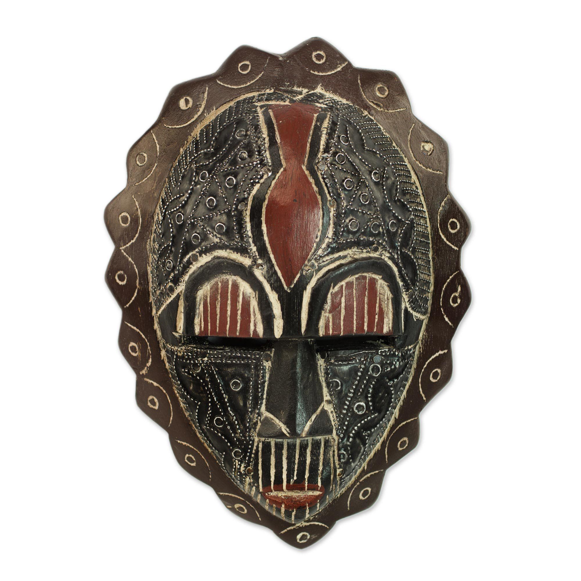 Premium Anigye Ghanaian Sese Wood Wall Mask - Handcrafted Happiness