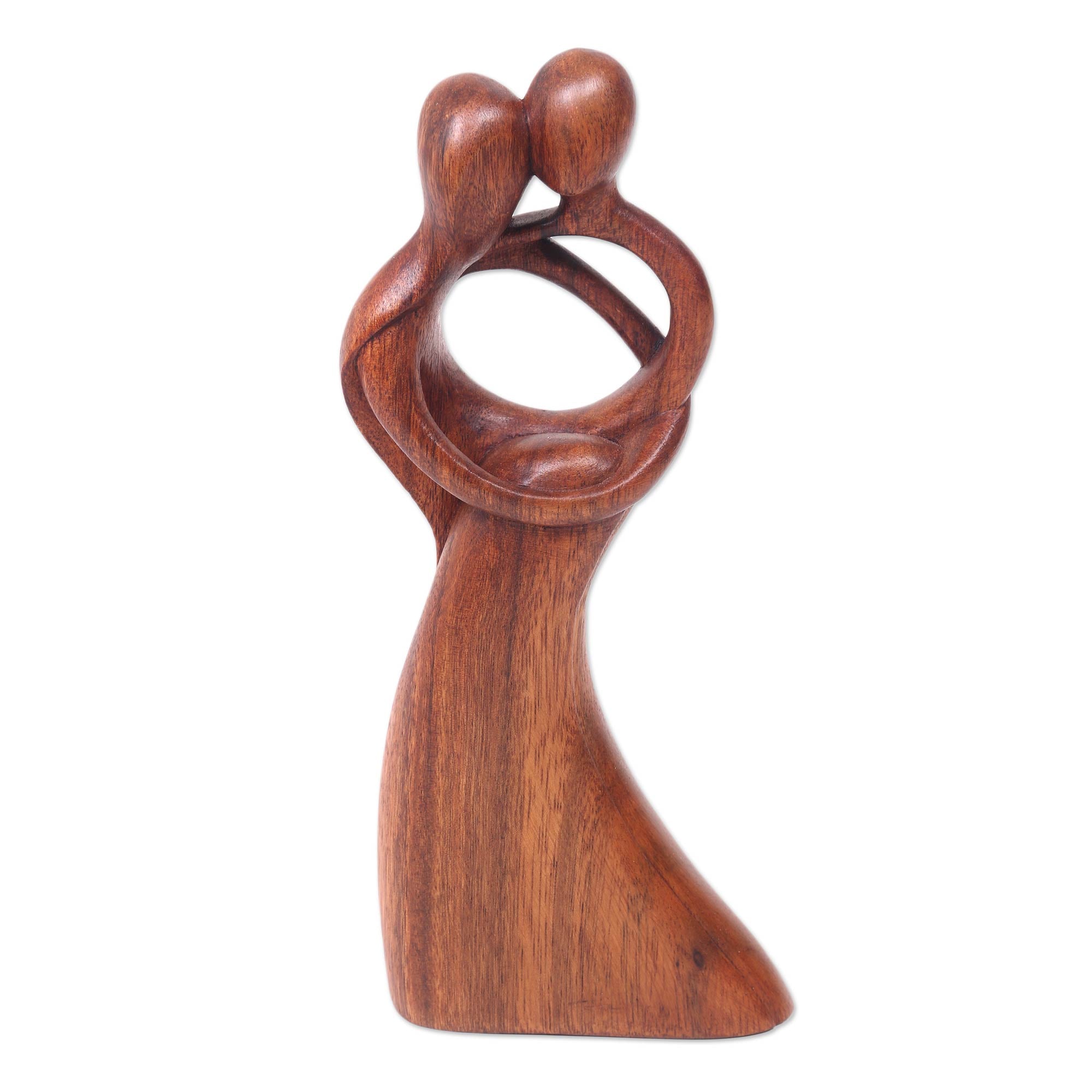 Premium Romantic Dance Wood Sculpture from Bali - Handcrafted Suar Wood Art